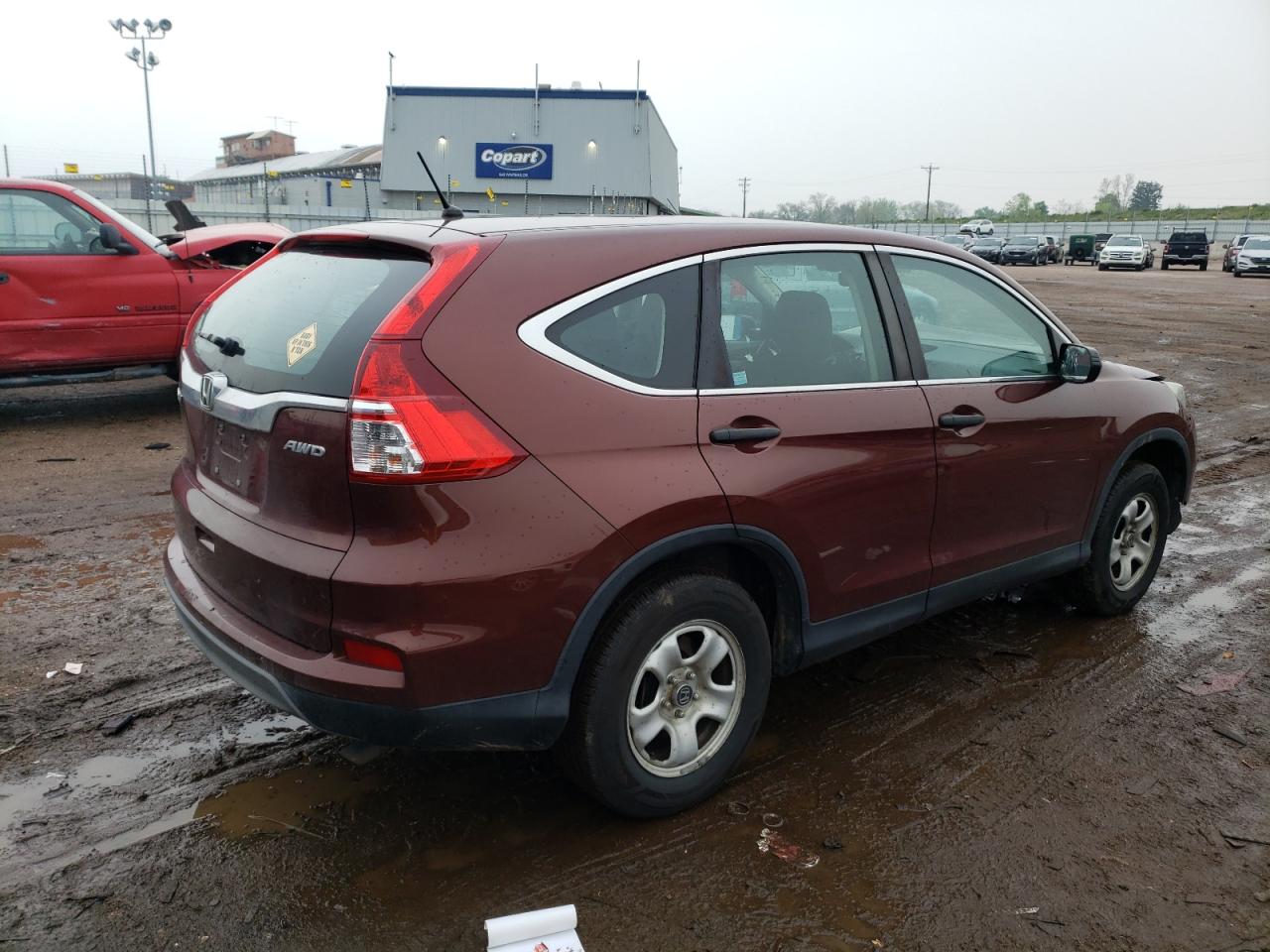 2015 Honda Cr-v Lx Burgundy vin: 5J6RM4H30FL113255
