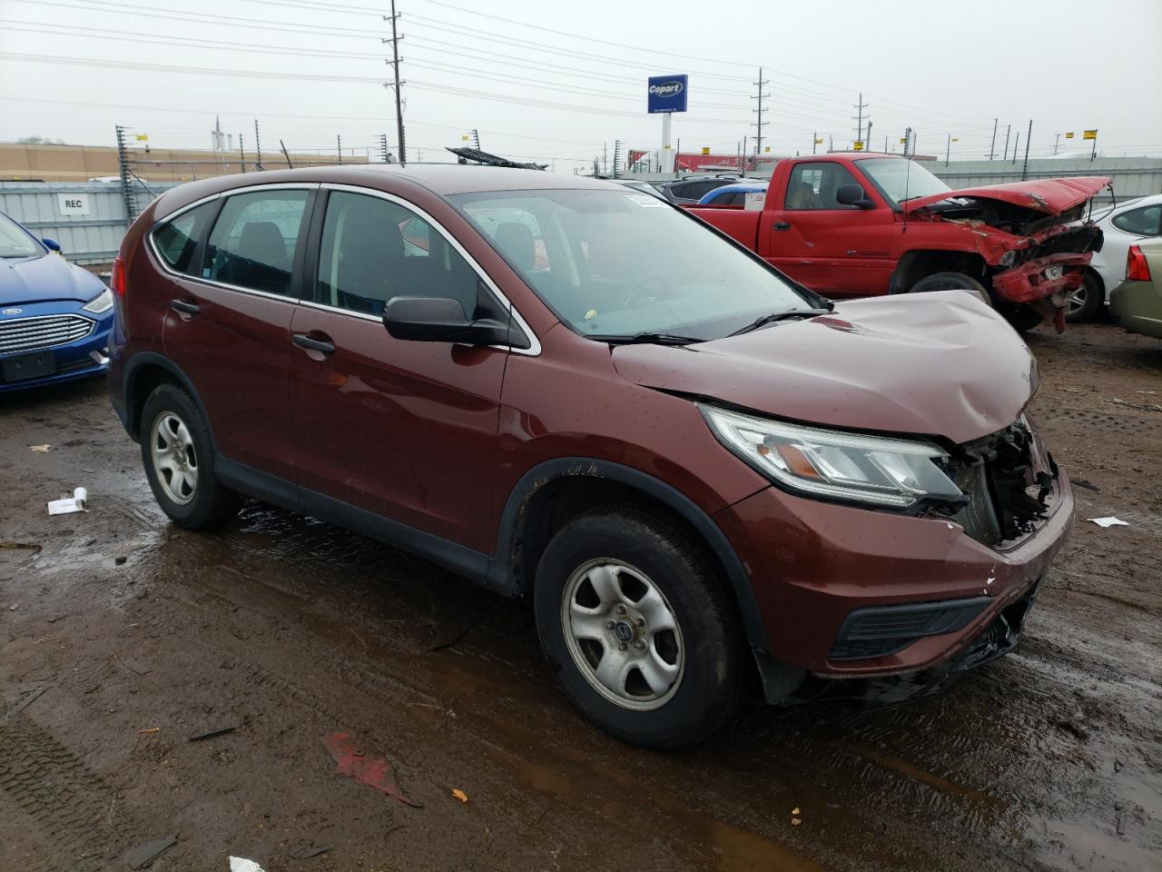 2015 Honda Cr-v Lx Burgundy vin: 5J6RM4H30FL113255