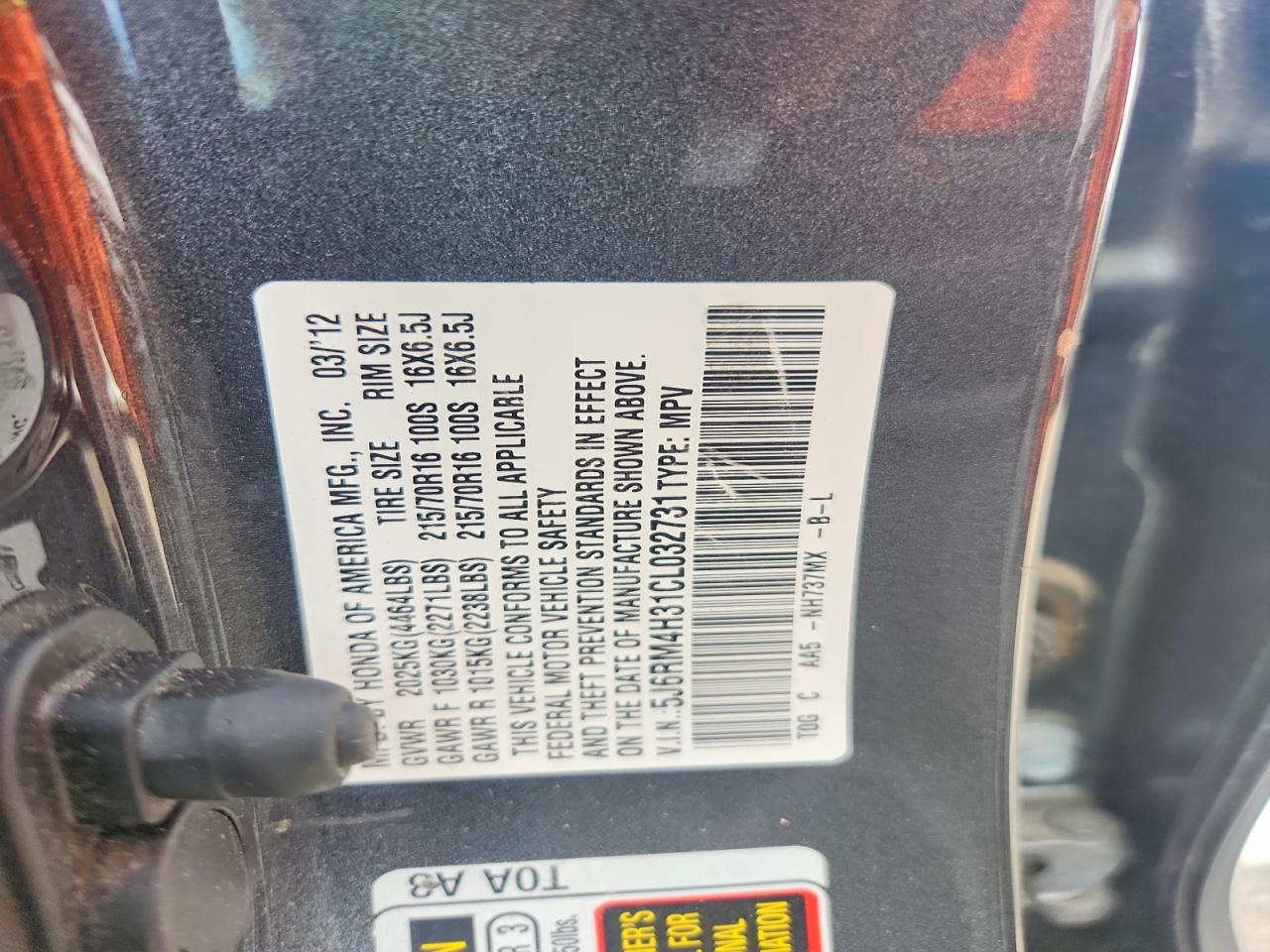 2012 Honda Cr-v Lx Gray vin: 5J6RM4H31CL032731