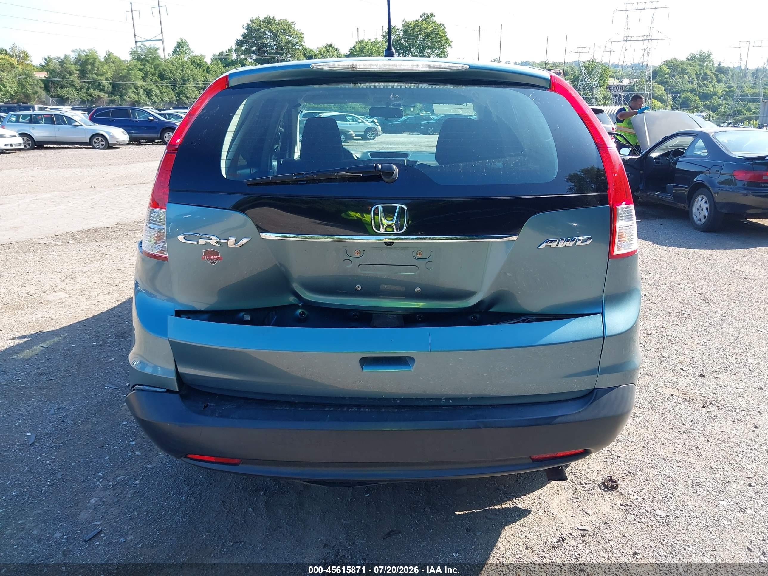 2013 Honda Cr-v Lx Light Blue vin: 5J6RM4H31DL013369