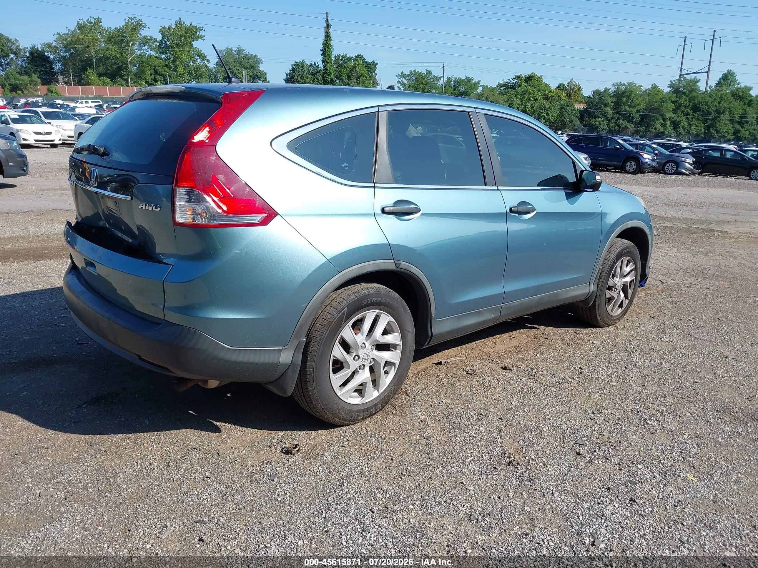 2013 Honda Cr-v Lx Light Blue vin: 5J6RM4H31DL013369