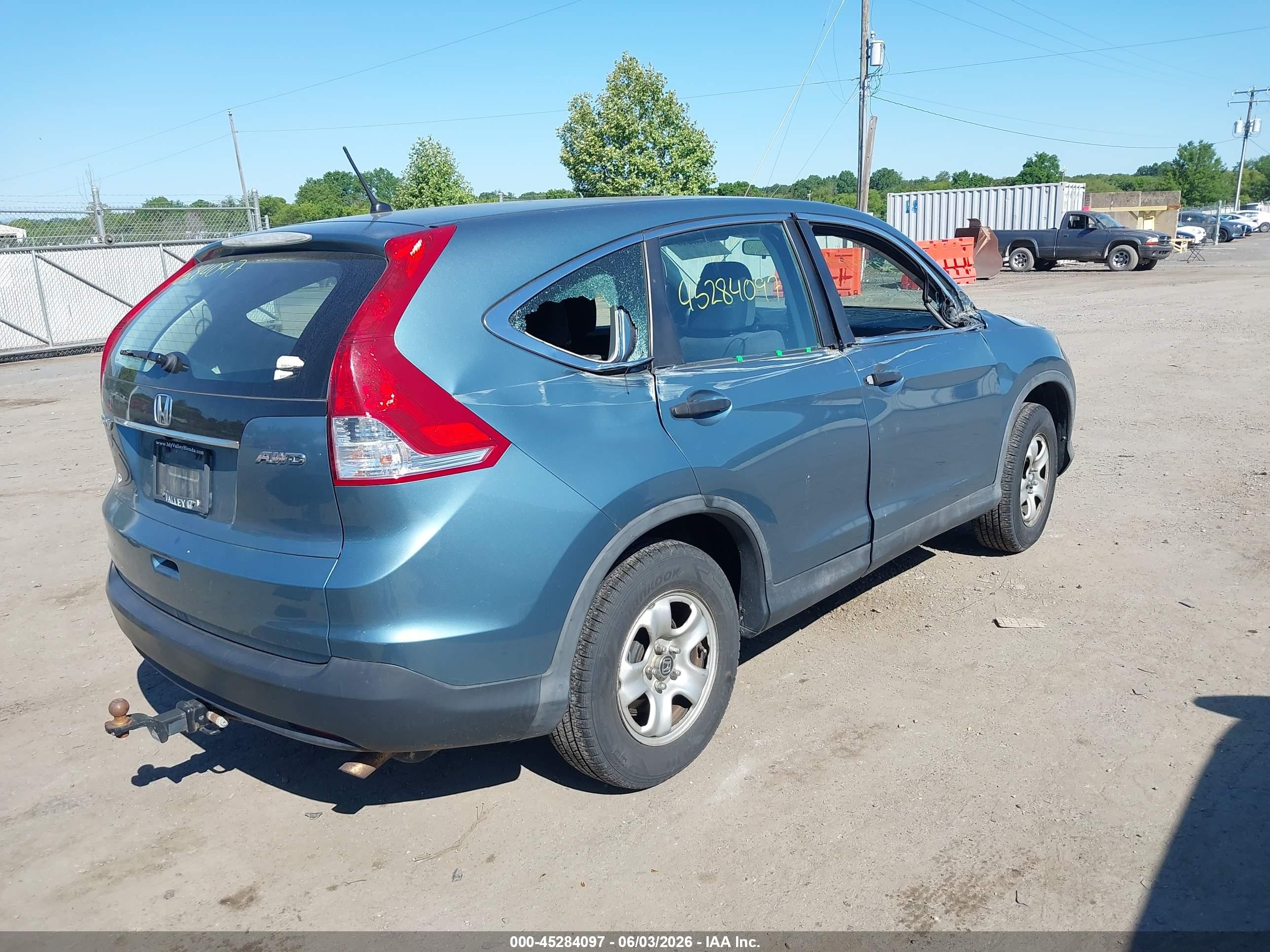 2013 Honda Cr-v Lx Blue vin: 5J6RM4H31DL047554