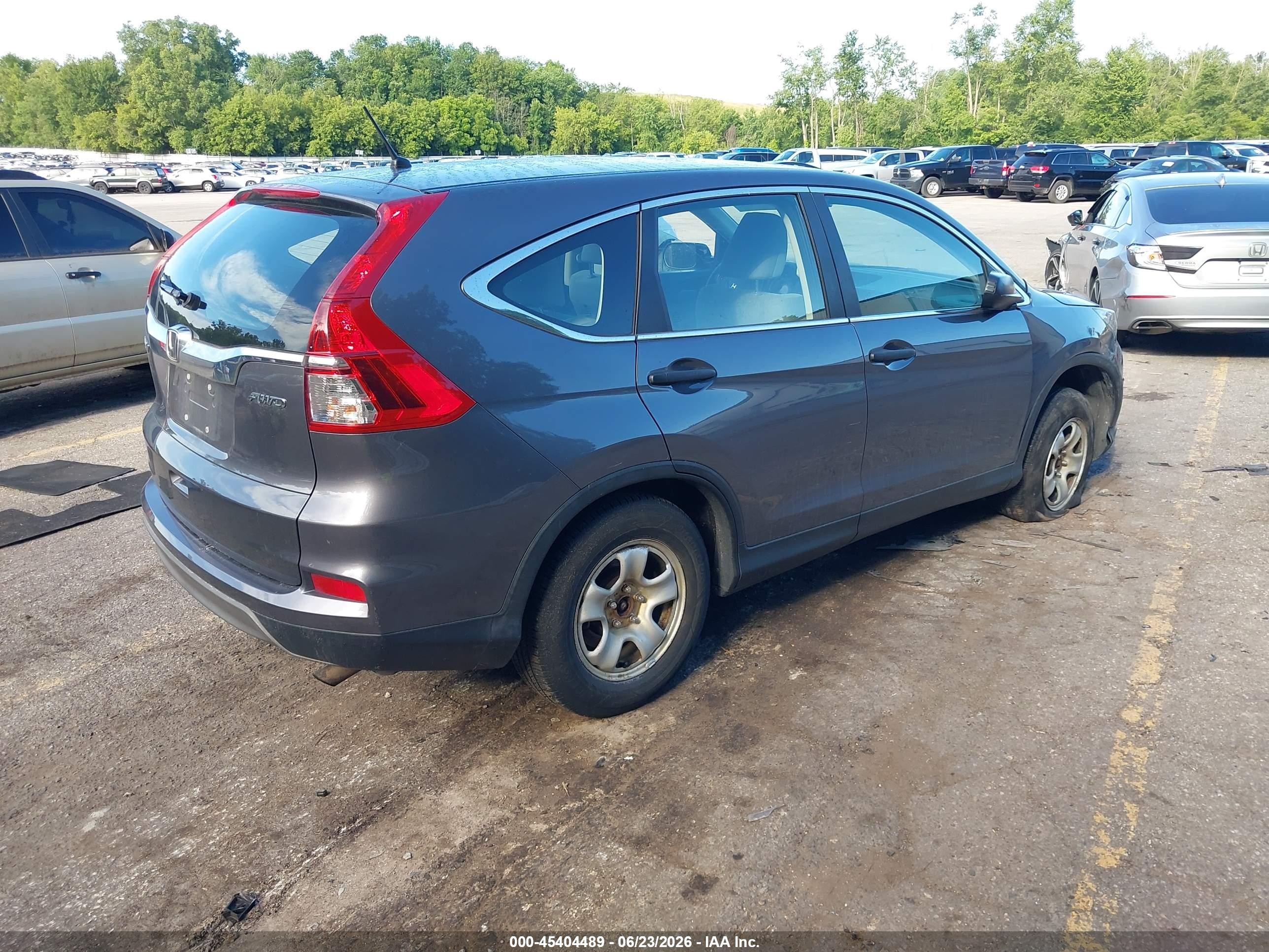 2015 Honda Cr-v Lx Gray vin: 5J6RM4H31FL039750
