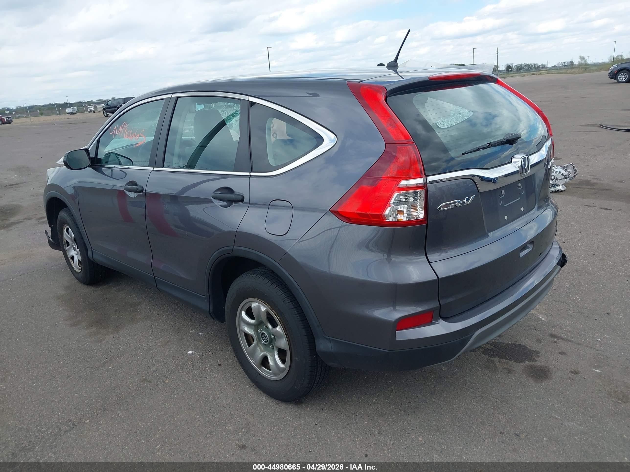 2015 Honda Cr-v Lx Gray vin: 5J6RM4H31FL045192
