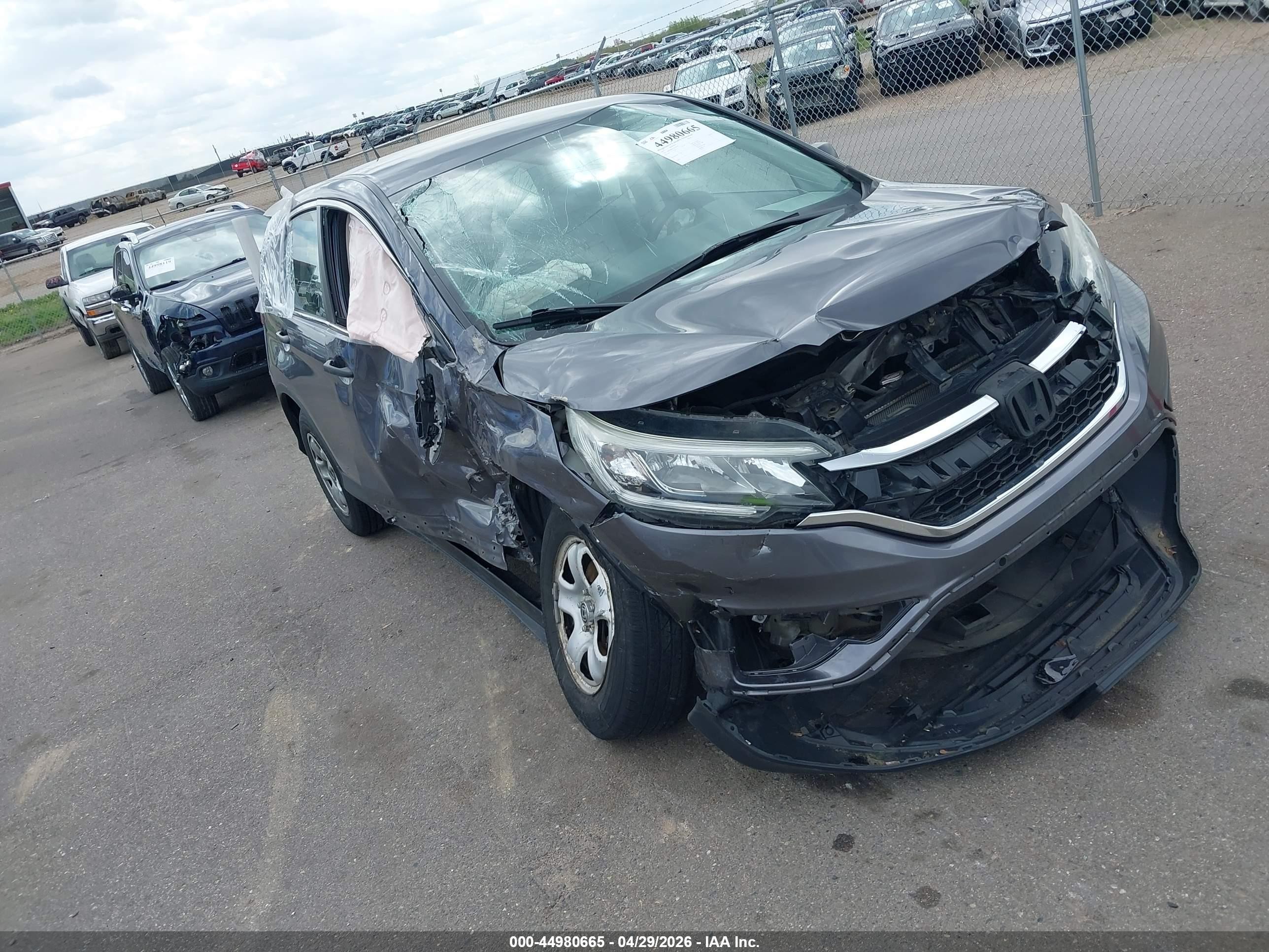 2015 Honda Cr-v Lx Gray vin: 5J6RM4H31FL045192