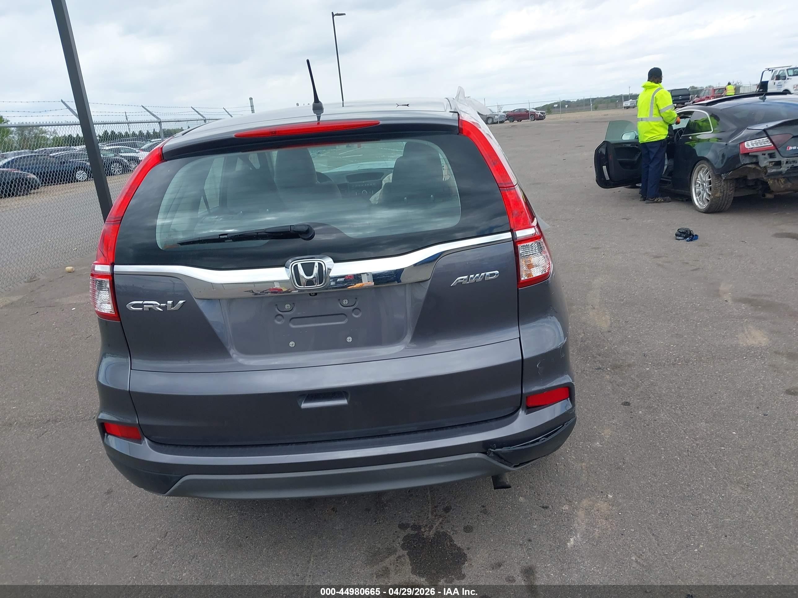 2015 Honda Cr-v Lx Gray vin: 5J6RM4H31FL045192