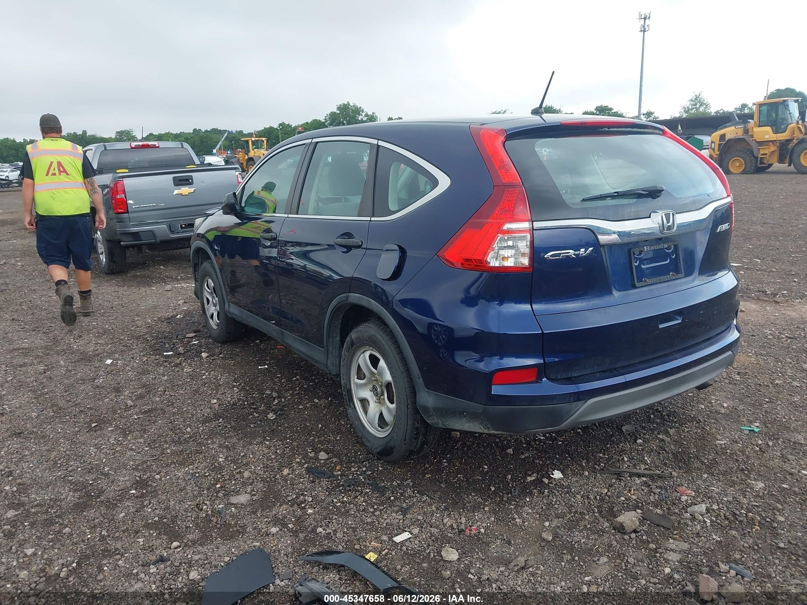 2015 Honda Cr-v Lx Синий vin: 5J6RM4H31FL119629