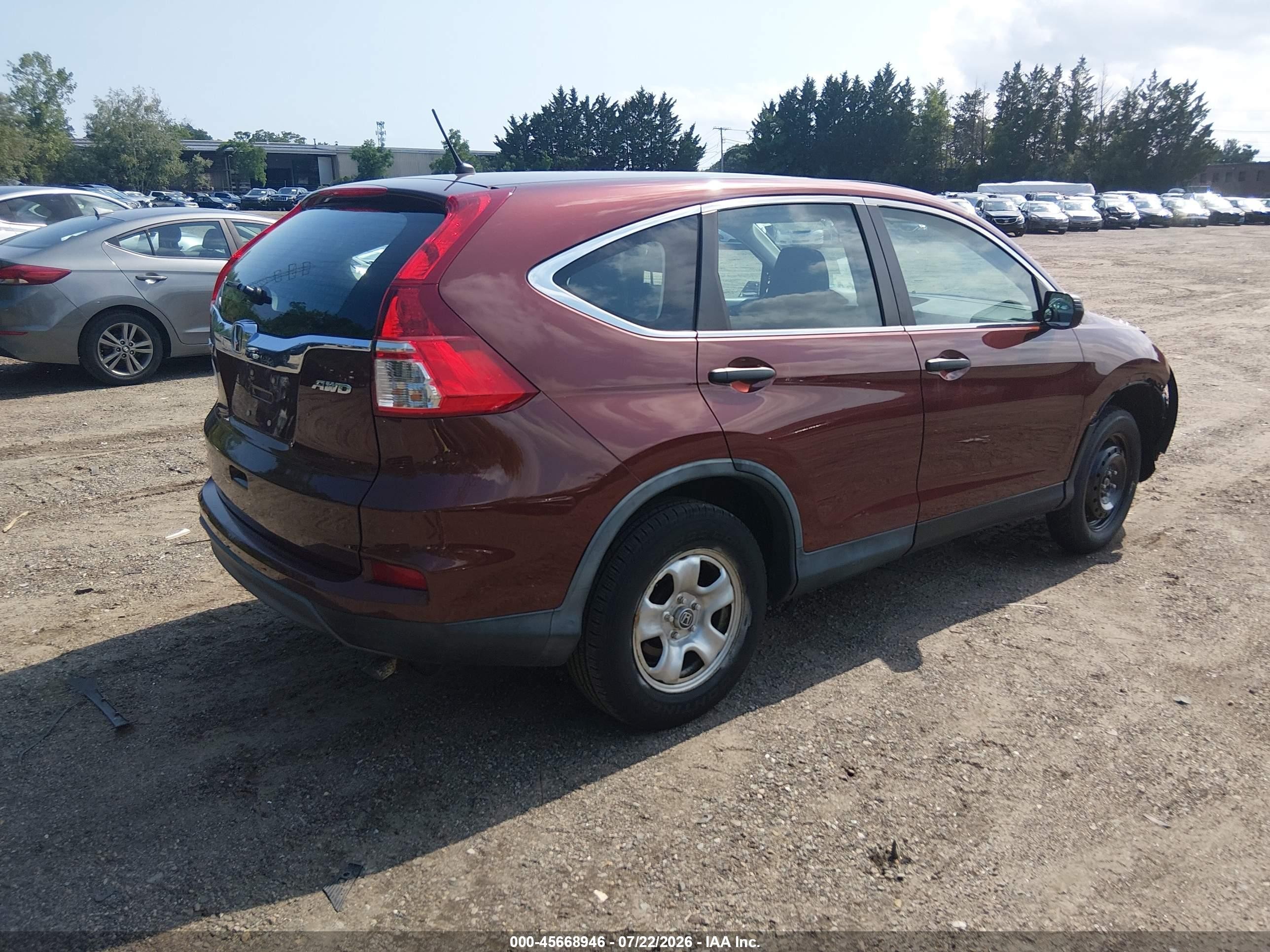 2015 Honda Cr-v Lx Brown vin: 5J6RM4H31FL122949