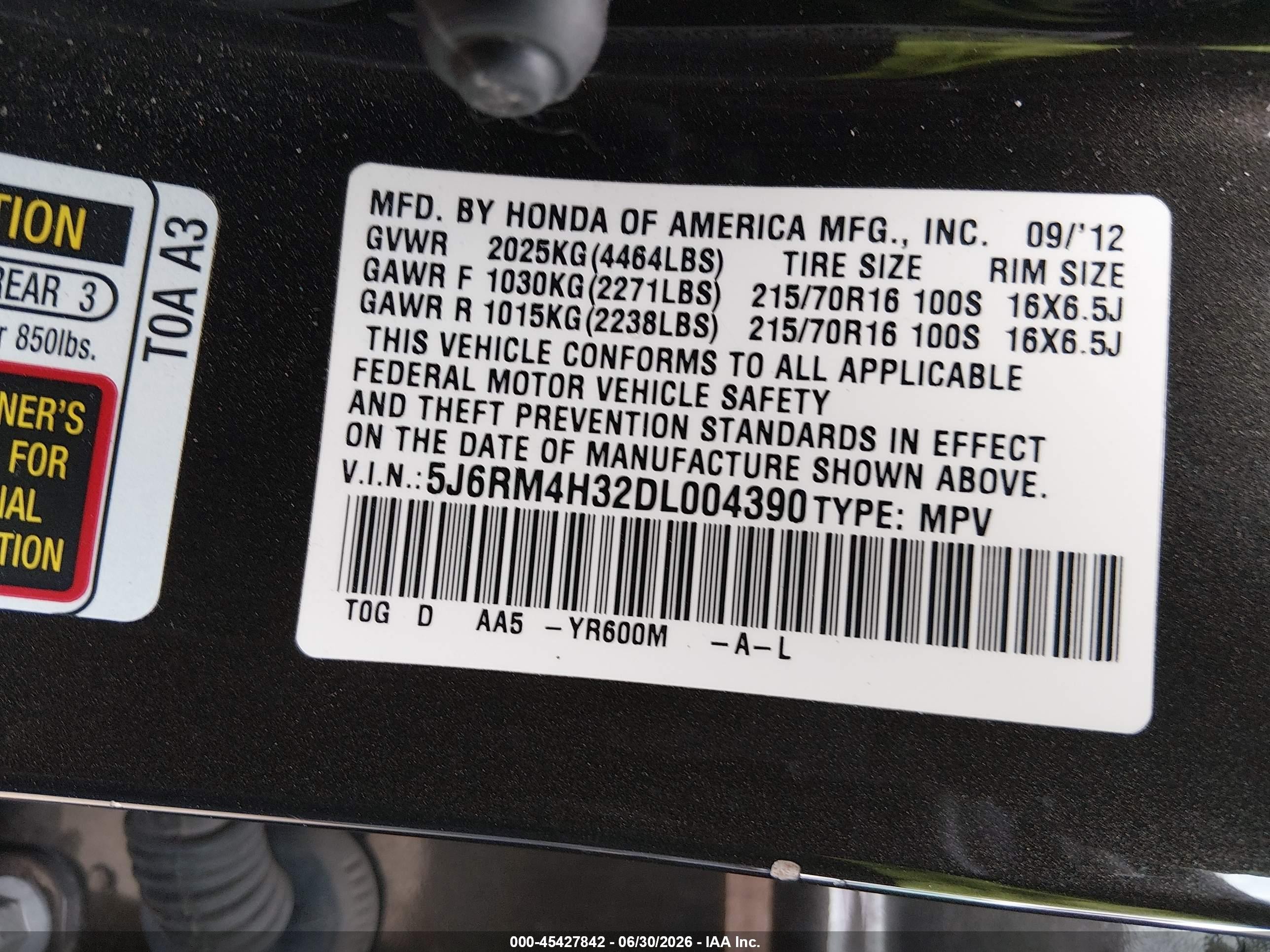 2013 Honda Cr-v Lx Gray vin: 5J6RM4H32DL004390