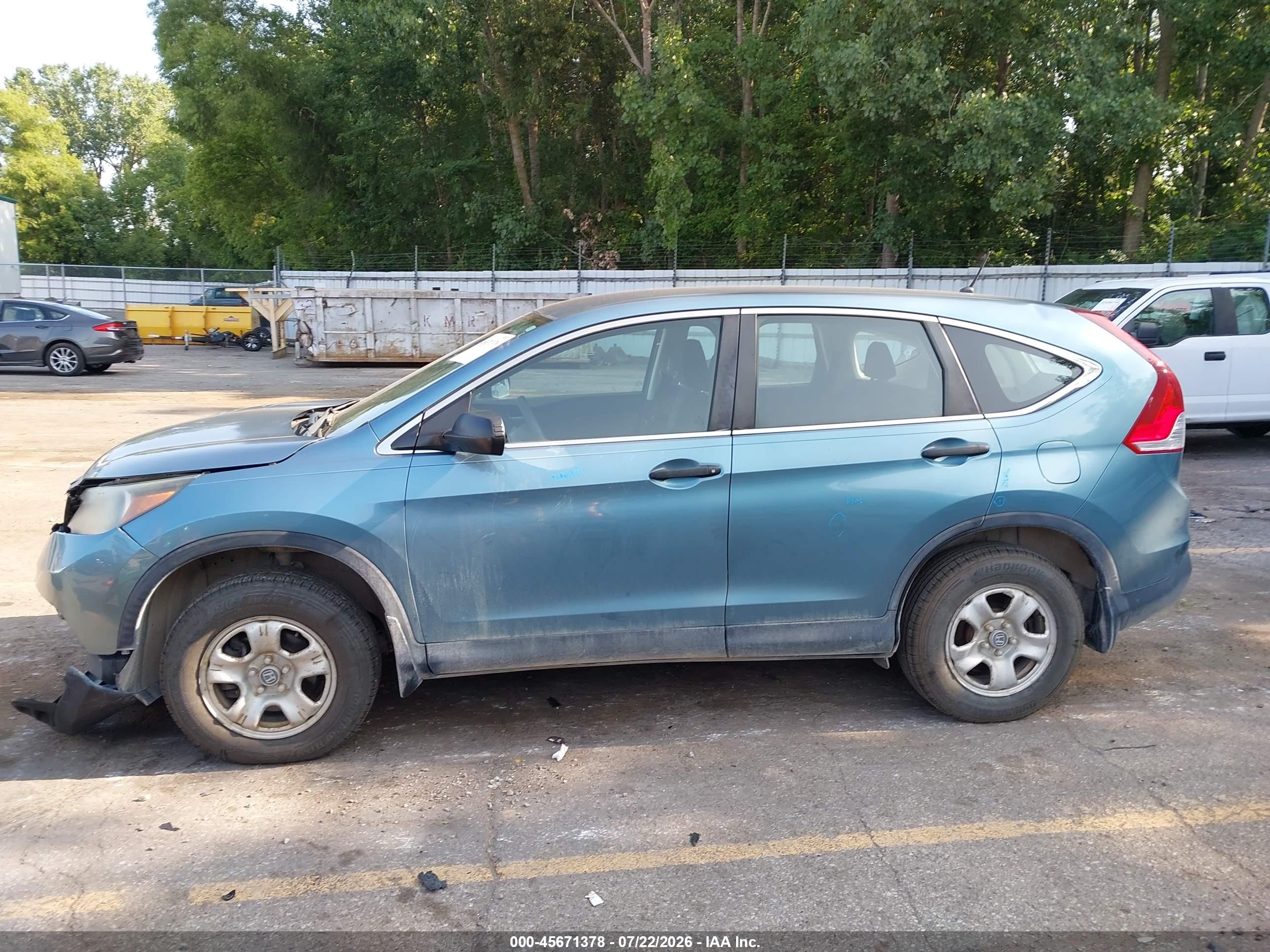 2013 Honda Cr-v Lx Light Blue vin: 5J6RM4H32DL012067