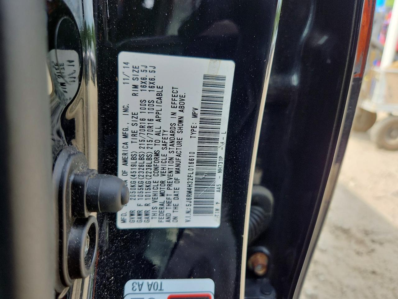 2015 Honda Cr-v Lx Черный vin: 5J6RM4H32FL016610