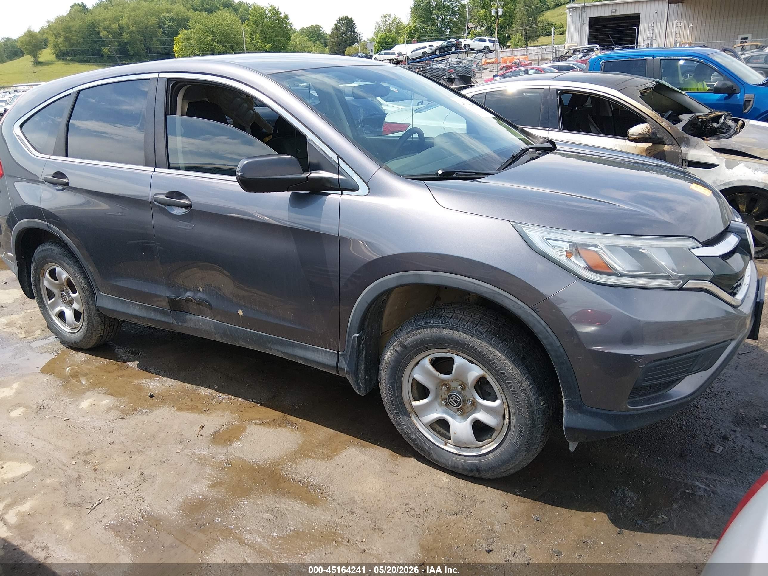 2015 Honda Cr-v Lx Gray vin: 5J6RM4H32FL023931