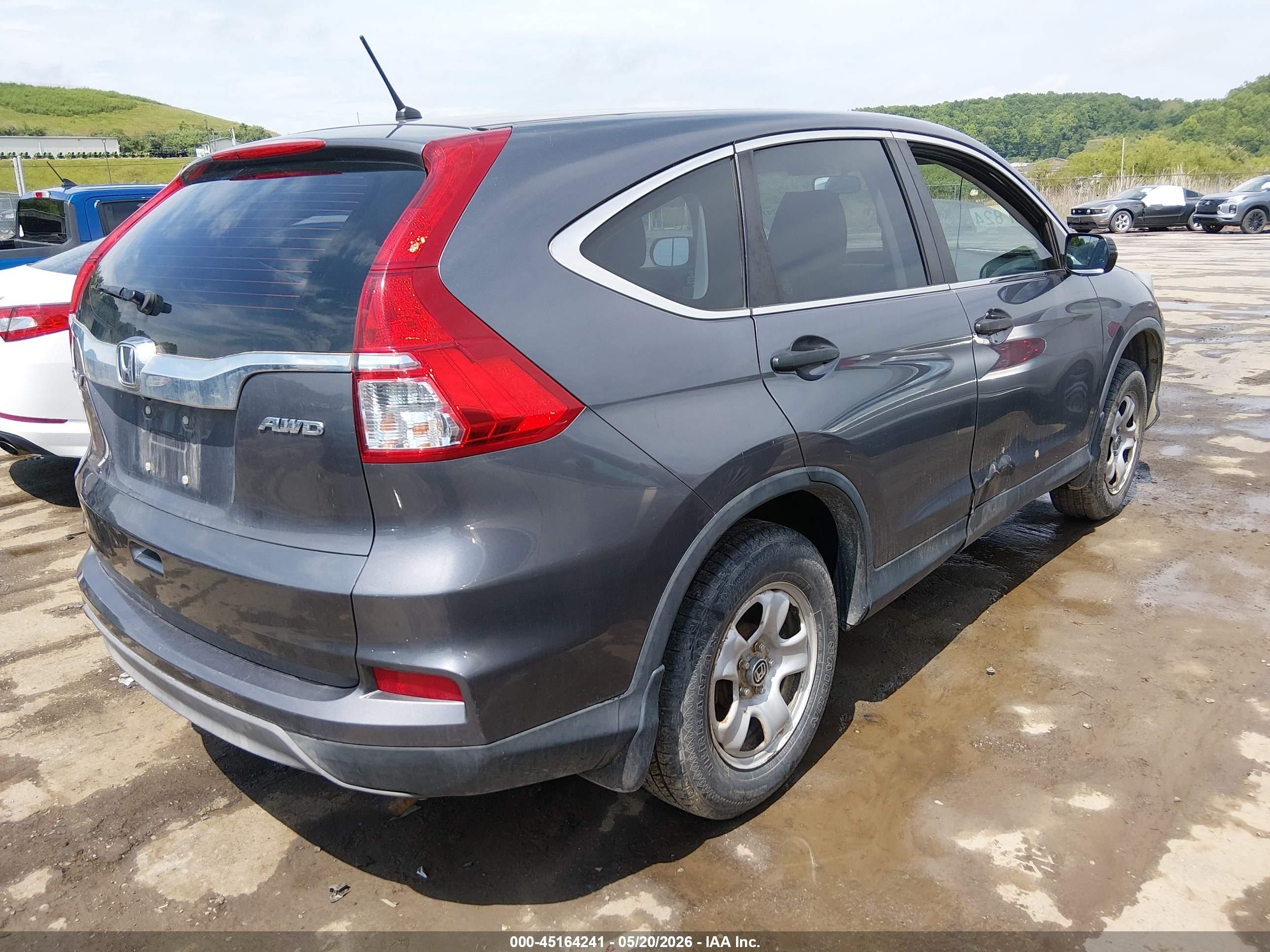 2015 Honda Cr-v Lx Gray vin: 5J6RM4H32FL023931