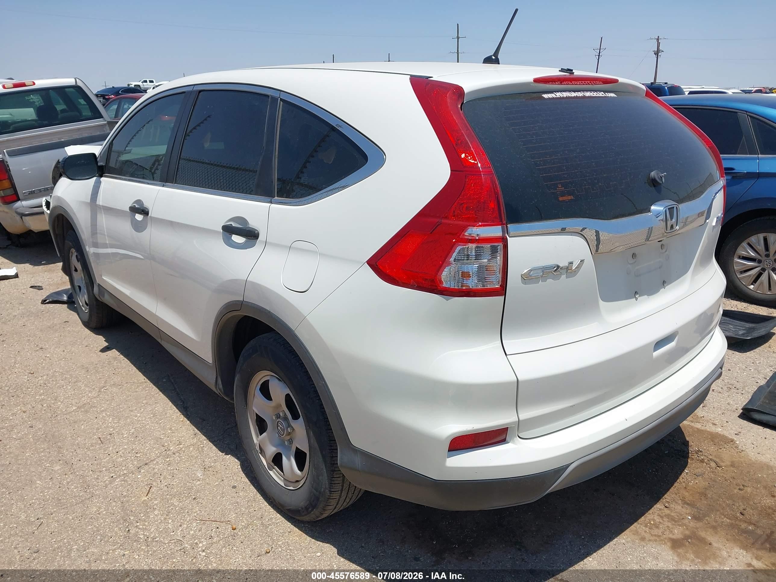 2015 Honda Cr-v Lx White vin: 5J6RM4H32FL049302