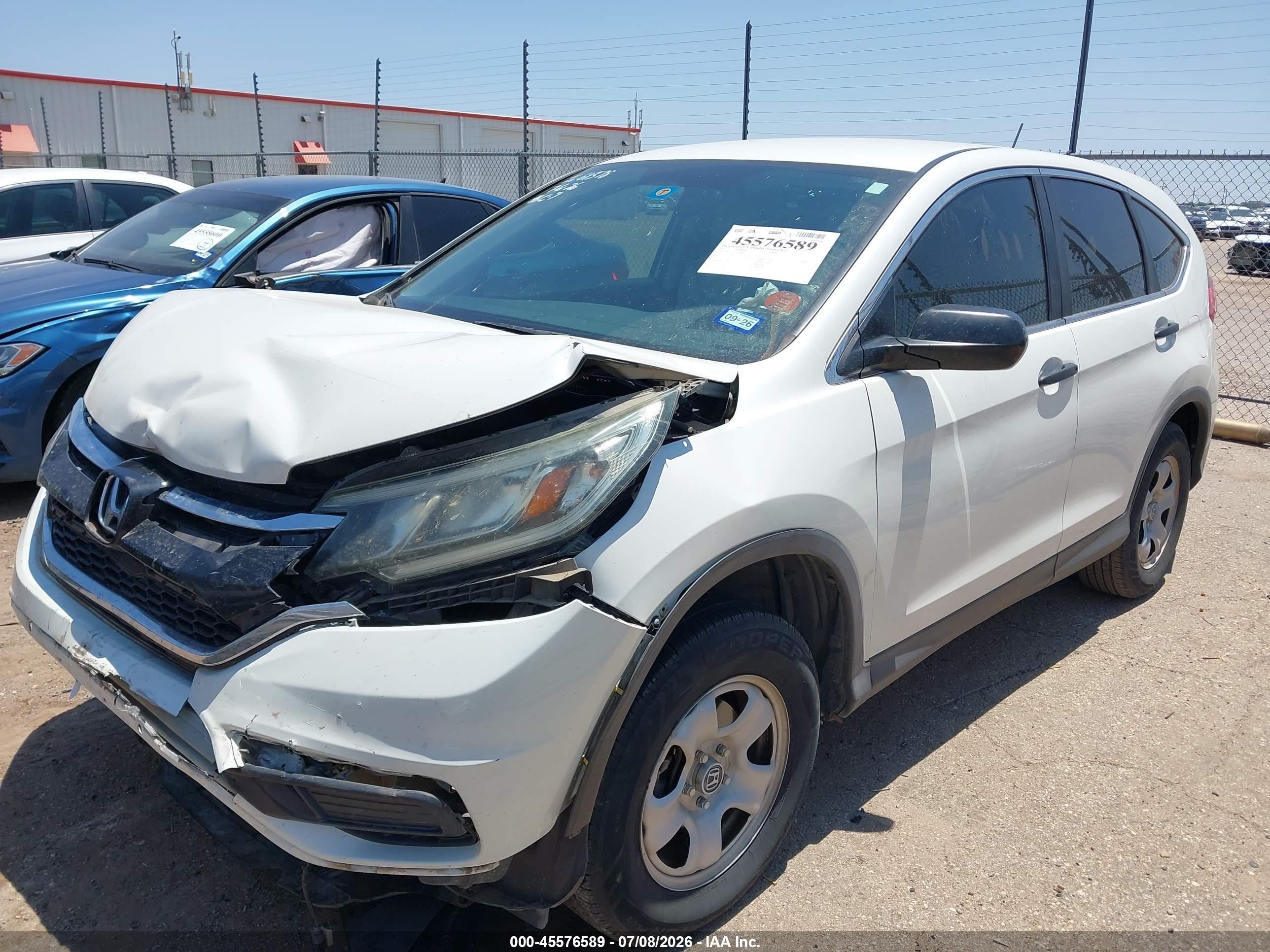 2015 Honda Cr-v Lx White vin: 5J6RM4H32FL049302