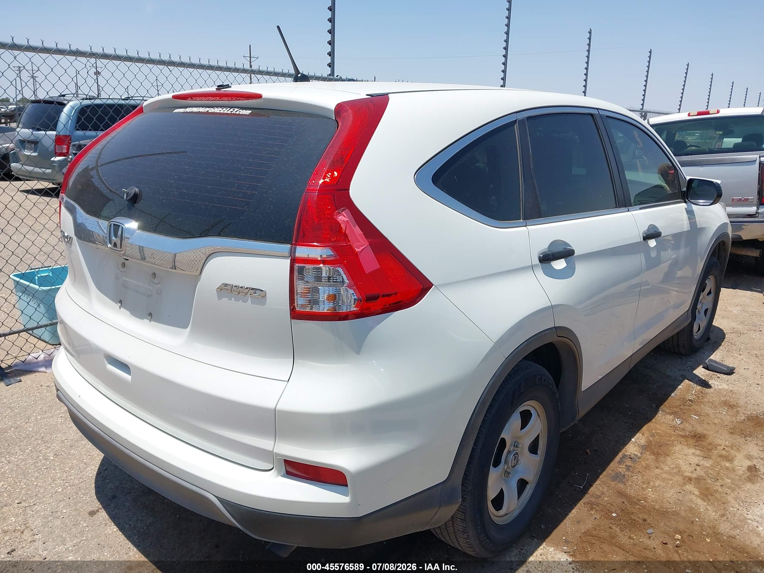 2015 Honda Cr-v Lx White vin: 5J6RM4H32FL049302