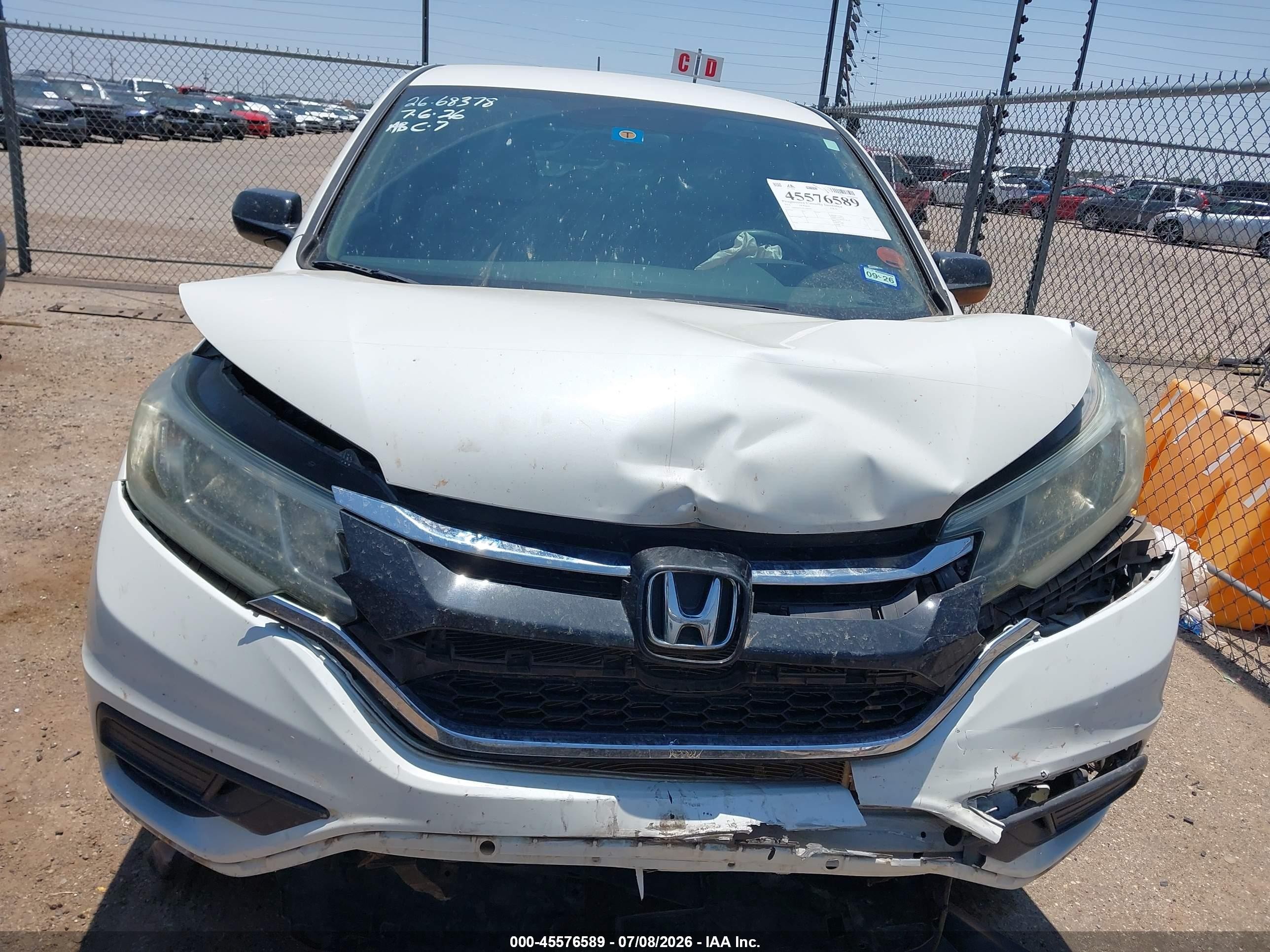 2015 Honda Cr-v Lx White vin: 5J6RM4H32FL049302