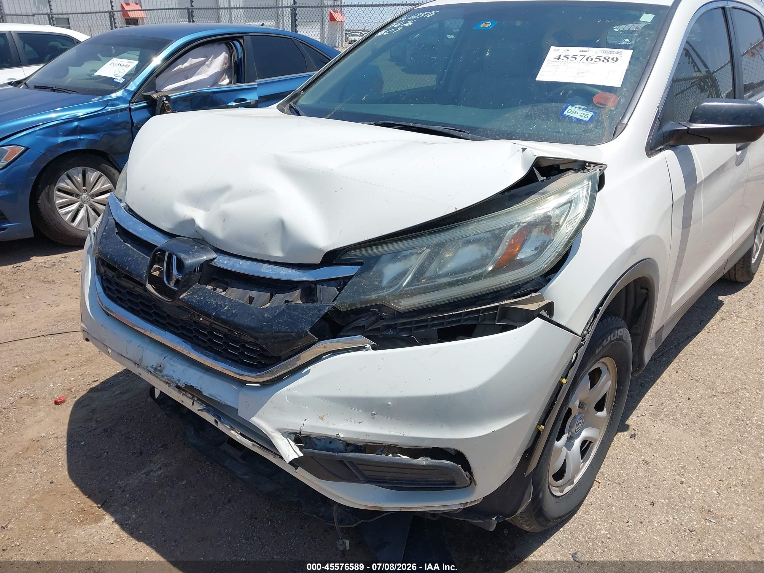 2015 Honda Cr-v Lx White vin: 5J6RM4H32FL049302