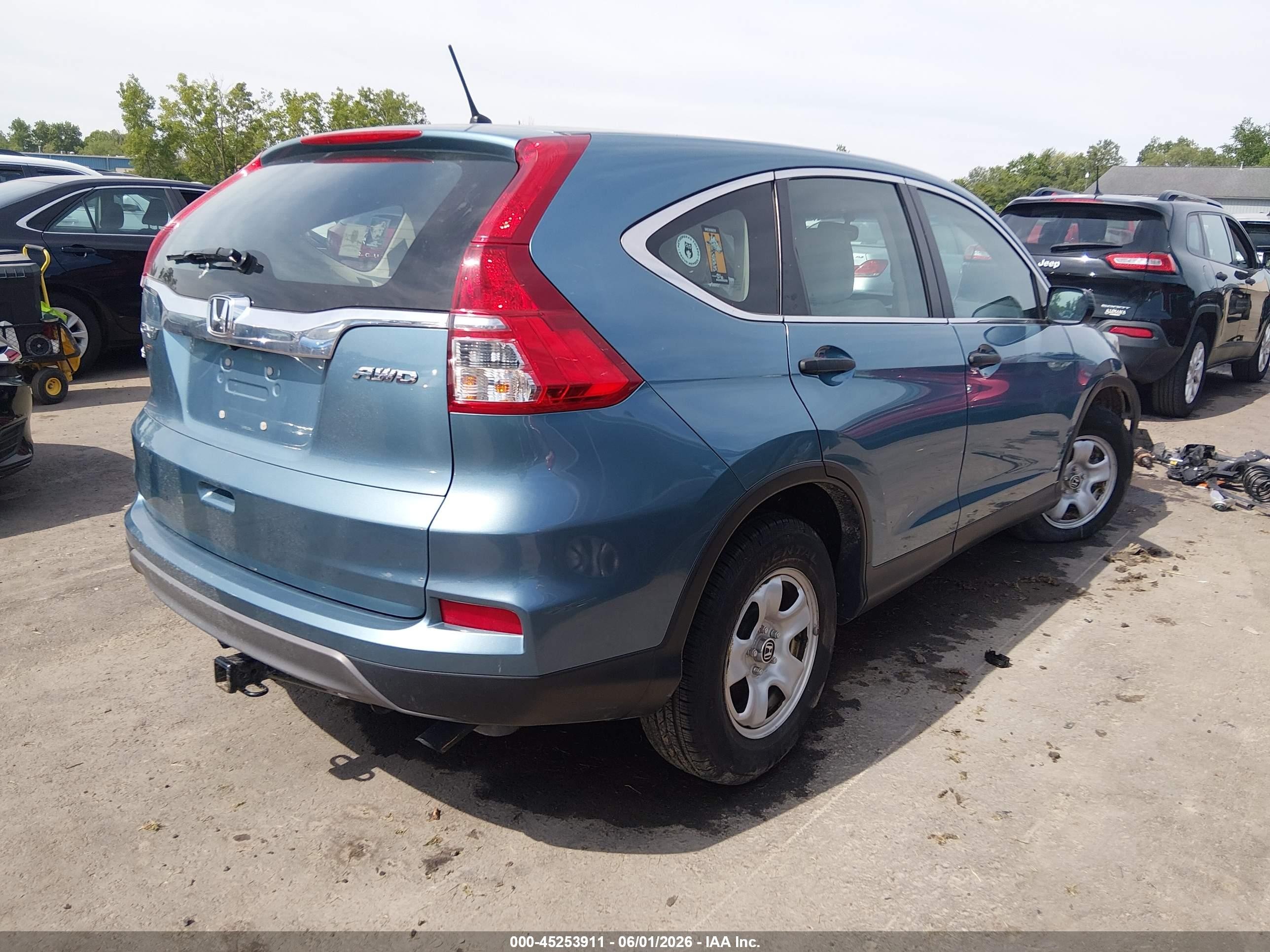 2015 Honda Cr-v Lx Blue vin: 5J6RM4H32FL049803