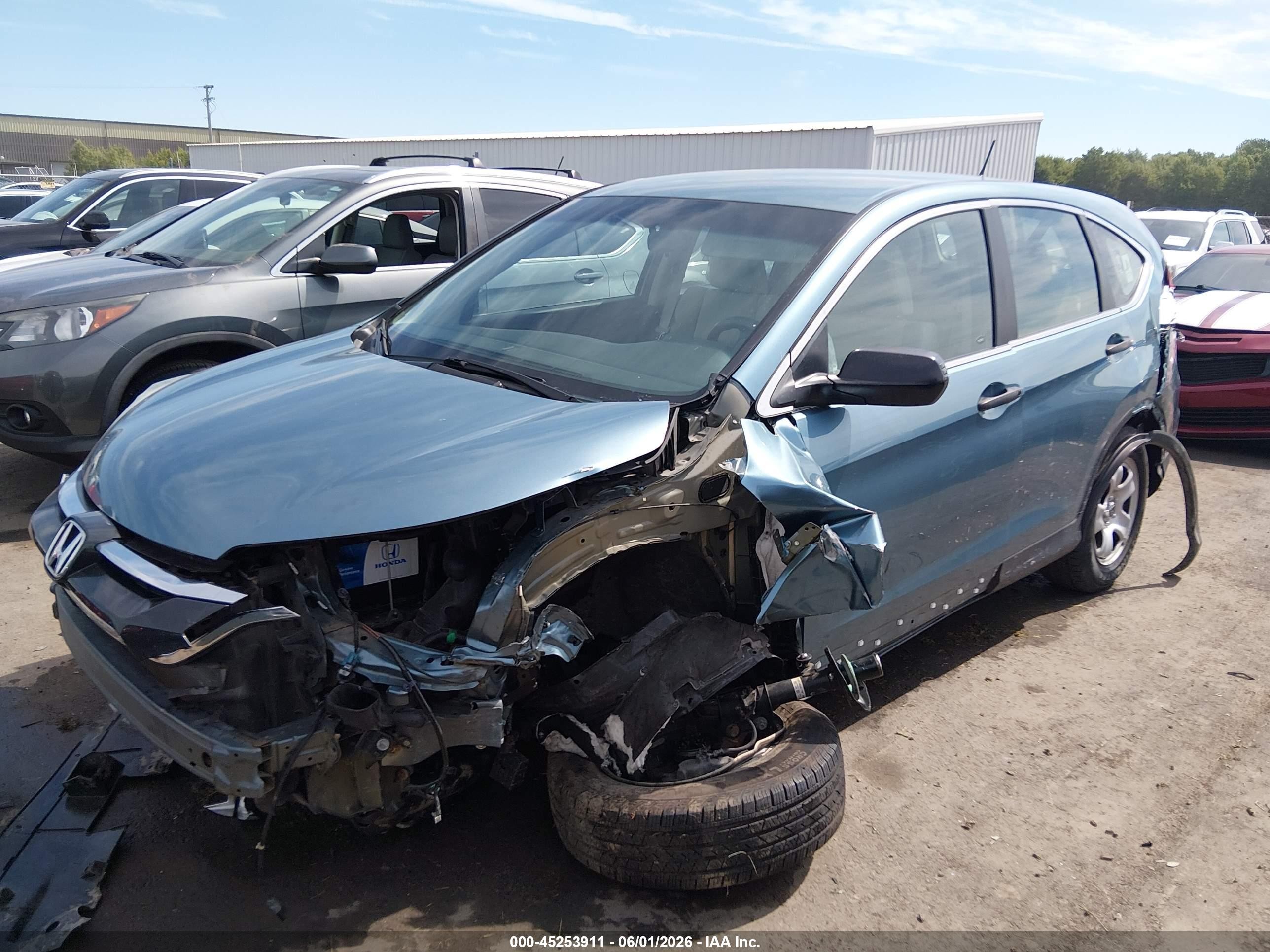 2015 Honda Cr-v Lx Blue vin: 5J6RM4H32FL049803