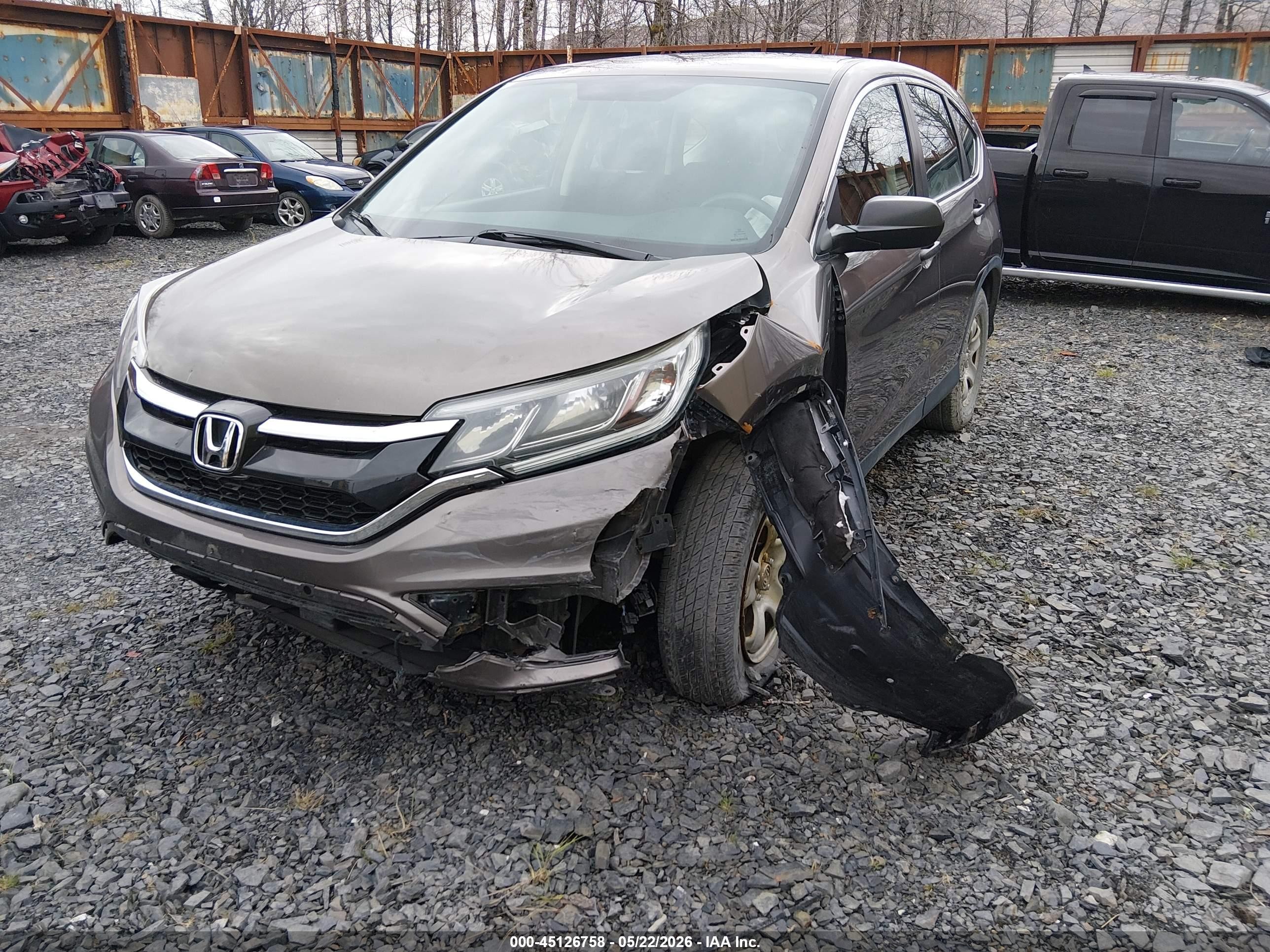 2015 Honda Cr-v Lx Gray vin: 5J6RM4H32FL075933