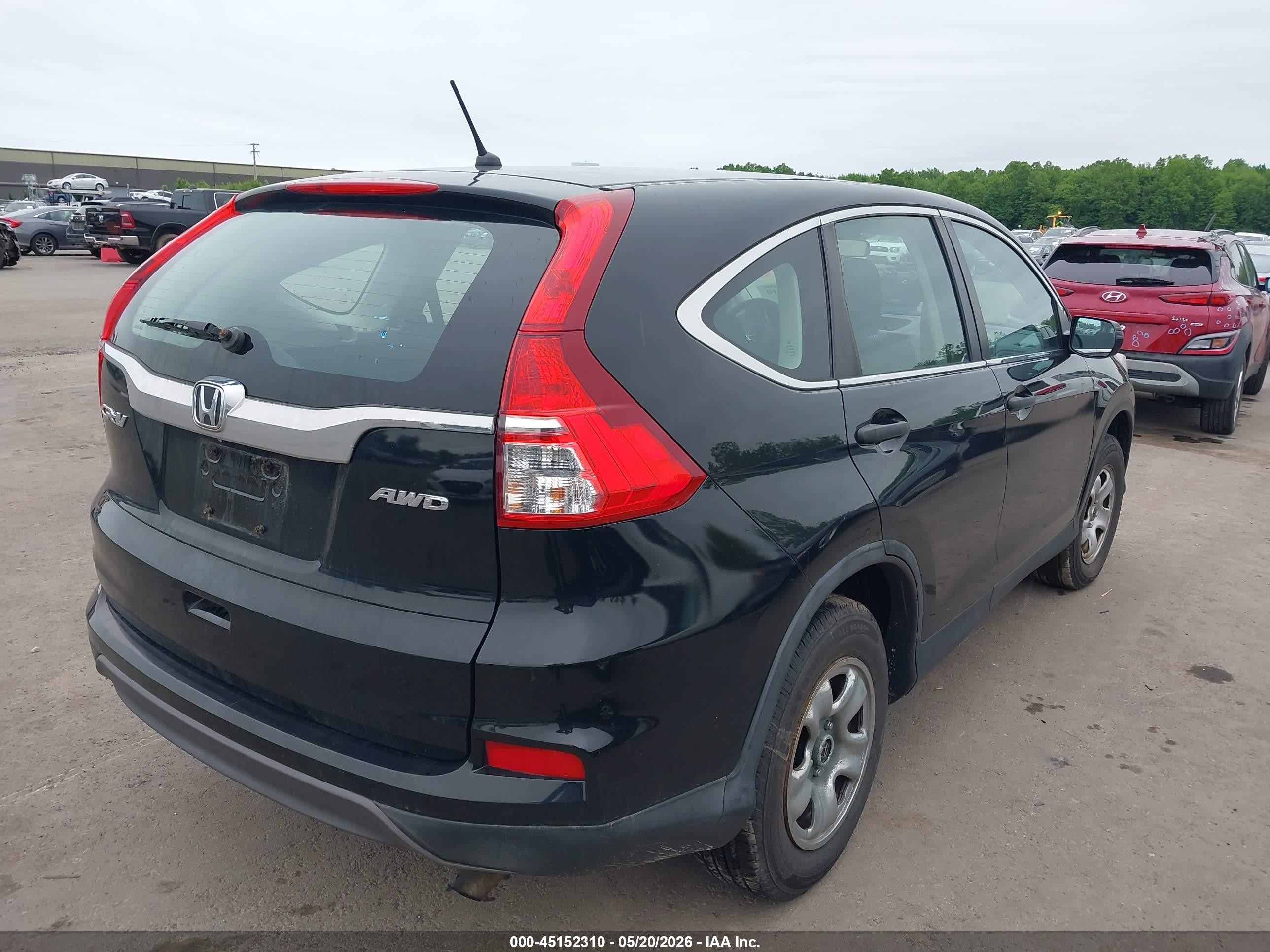 2015 Honda Cr-v Lx Black vin: 5J6RM4H32FL078931