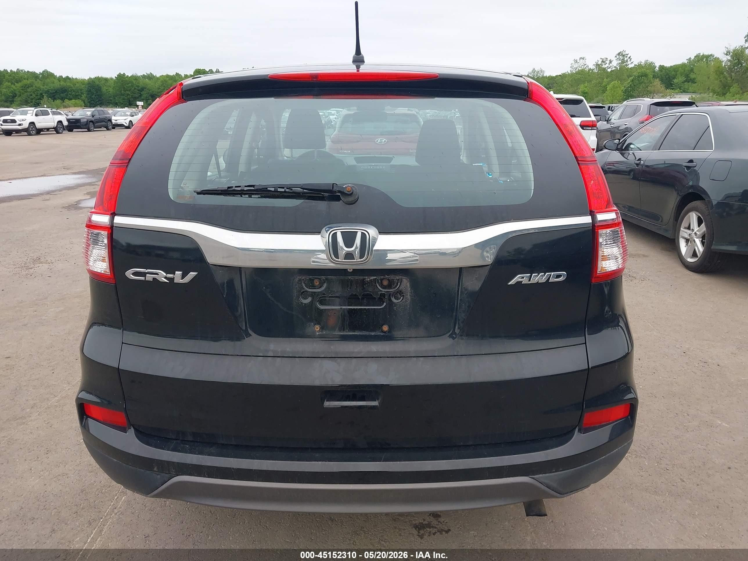 2015 Honda Cr-v Lx Black vin: 5J6RM4H32FL078931