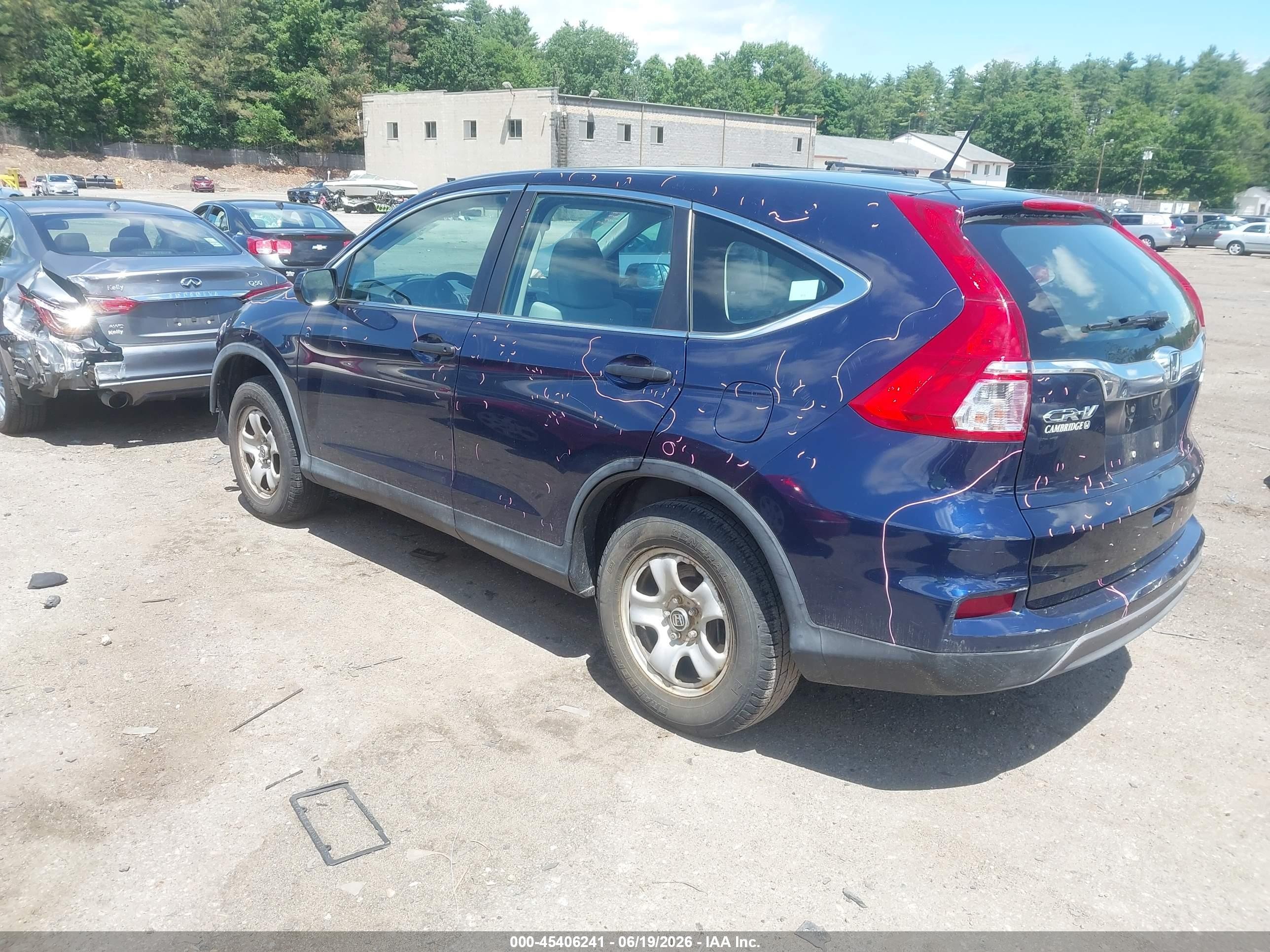 2015 Honda Cr-v Lx Blue vin: 5J6RM4H32FL094580