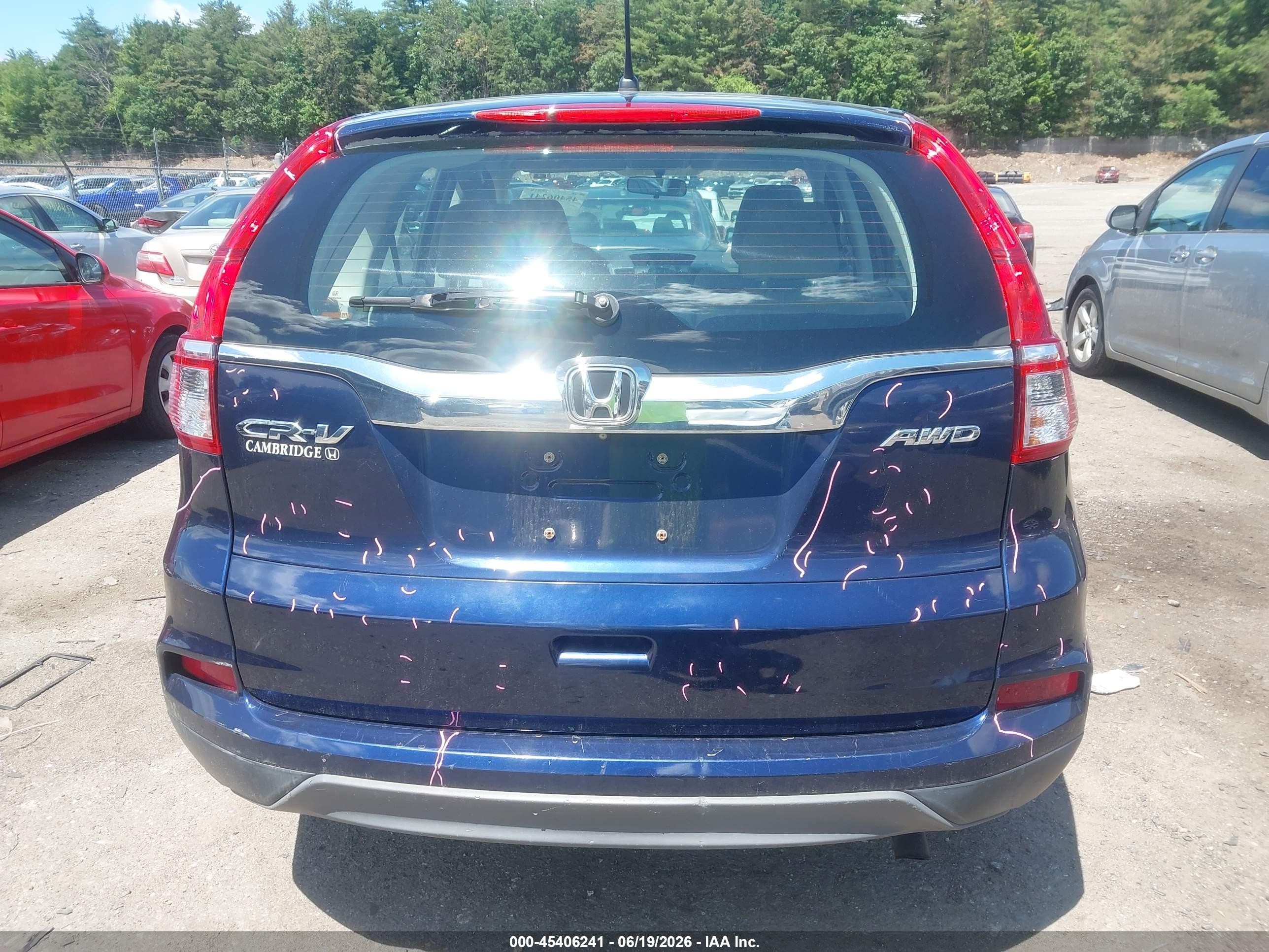 2015 Honda Cr-v Lx Blue vin: 5J6RM4H32FL094580