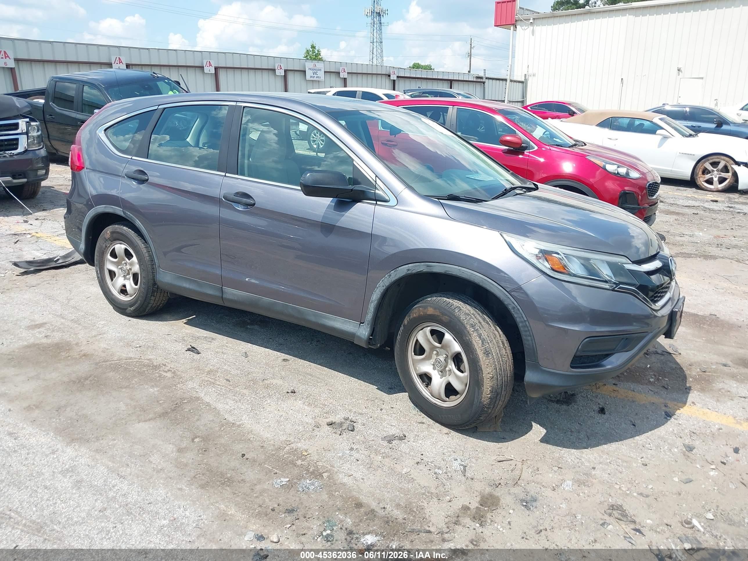 2015 Honda Cr-v Lx Gray vin: 5J6RM4H32FL122328