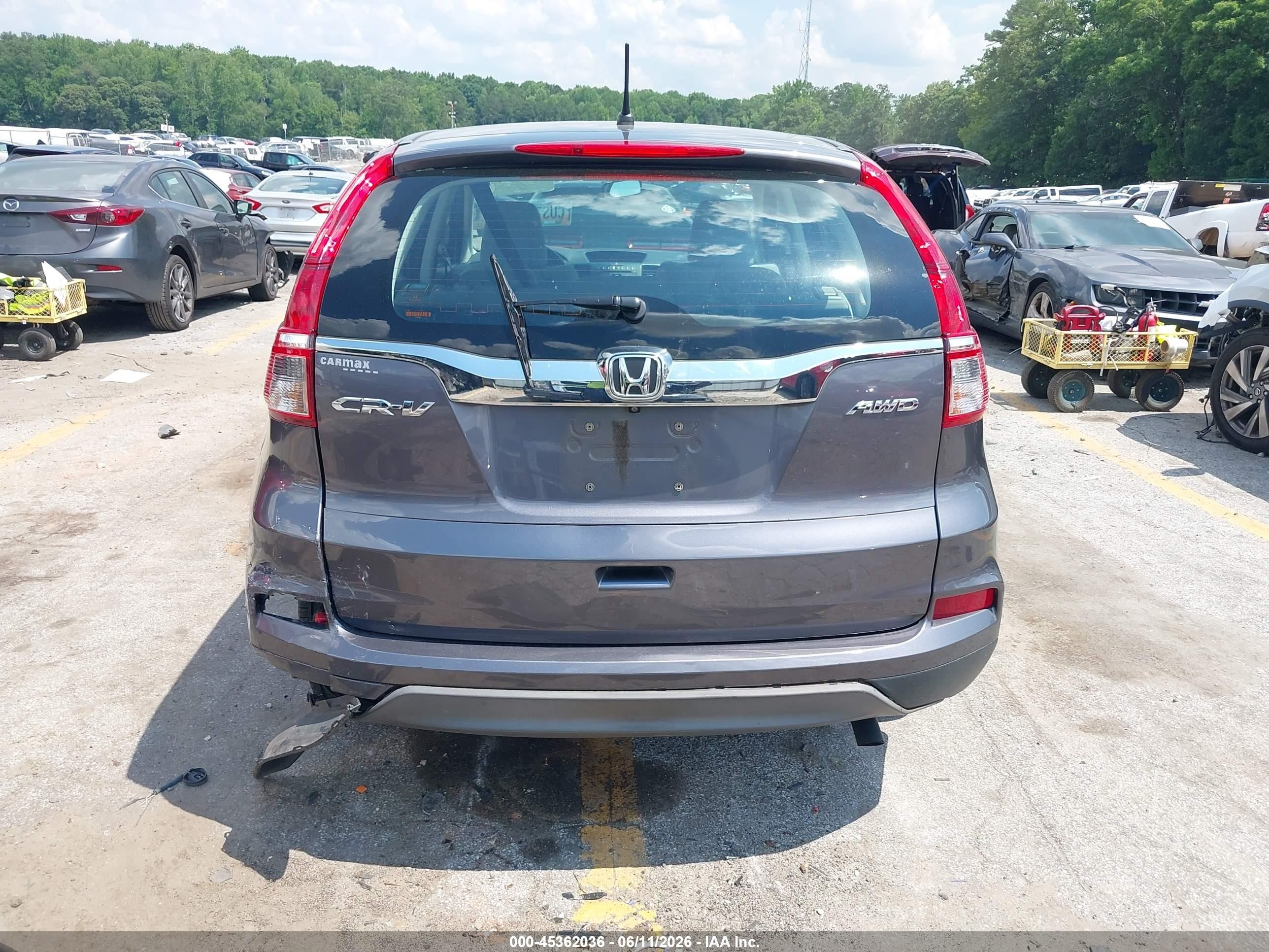 2015 Honda Cr-v Lx Gray vin: 5J6RM4H32FL122328