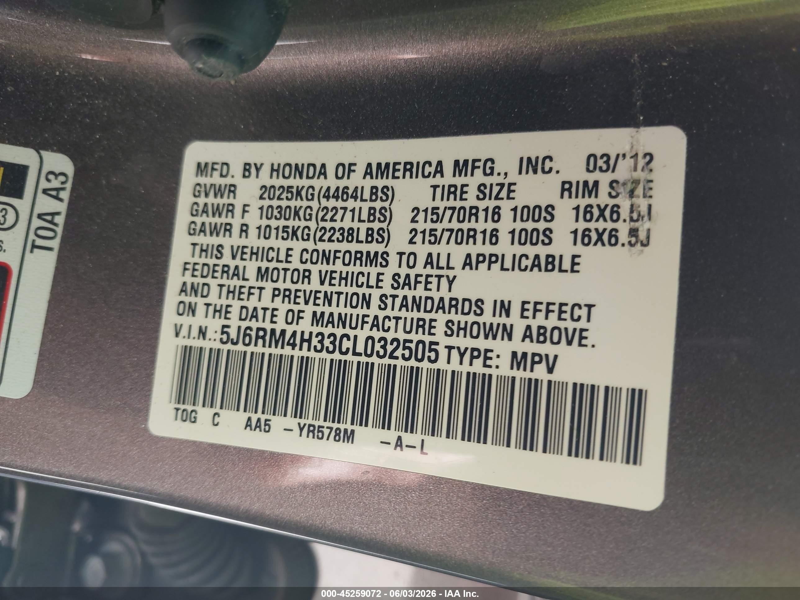 2012 Honda Cr-v Lx Brown vin: 5J6RM4H33CL032505