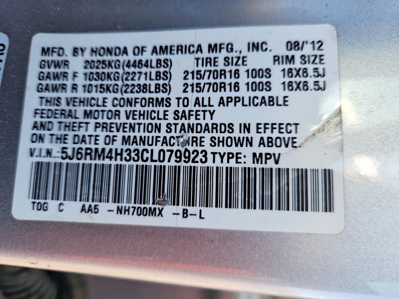 2012 Honda Cr-v Lx Silver vin: 5J6RM4H33CL079923