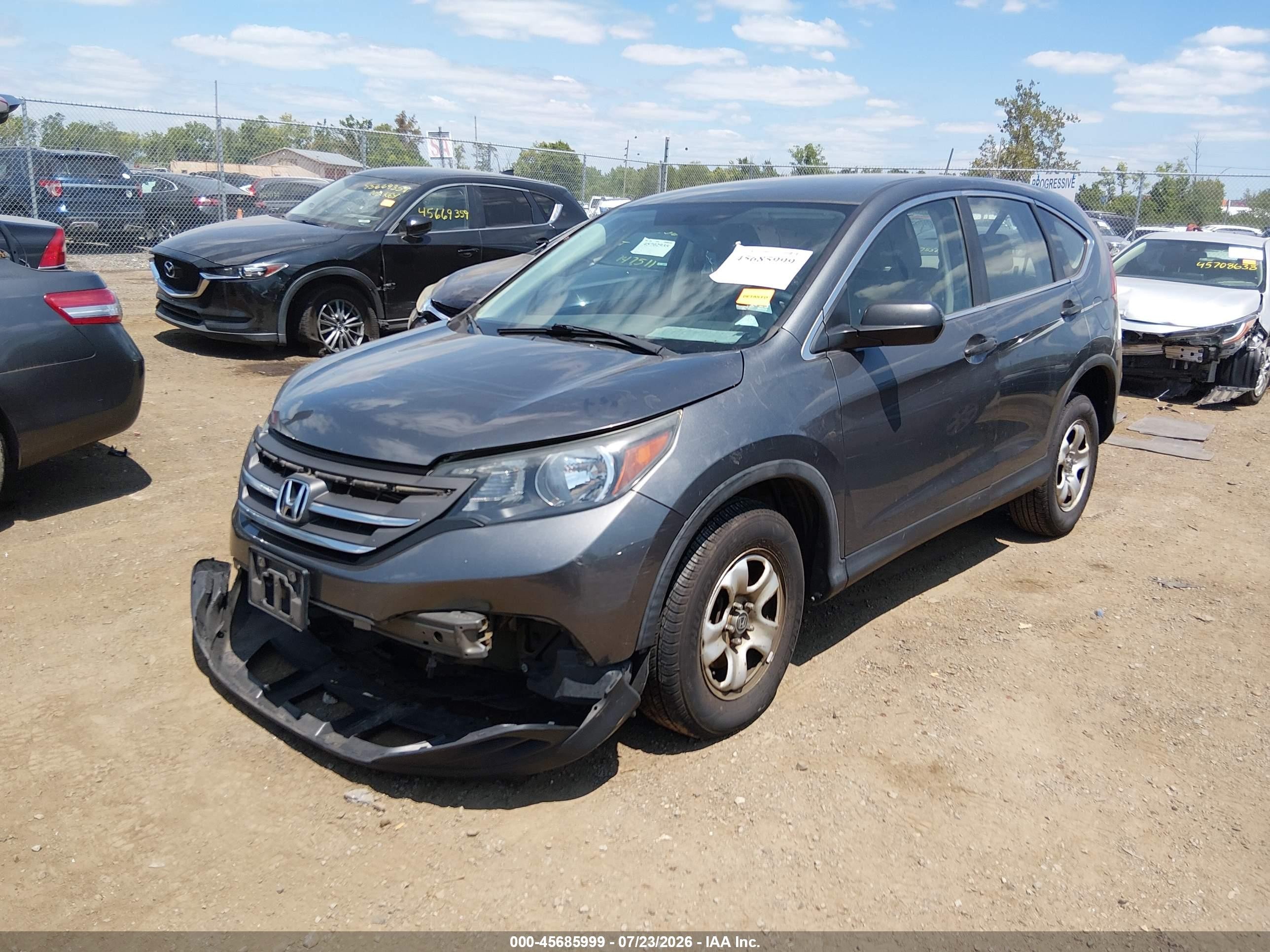 2013 Honda Cr-v Lx Gray vin: 5J6RM4H33DL005273