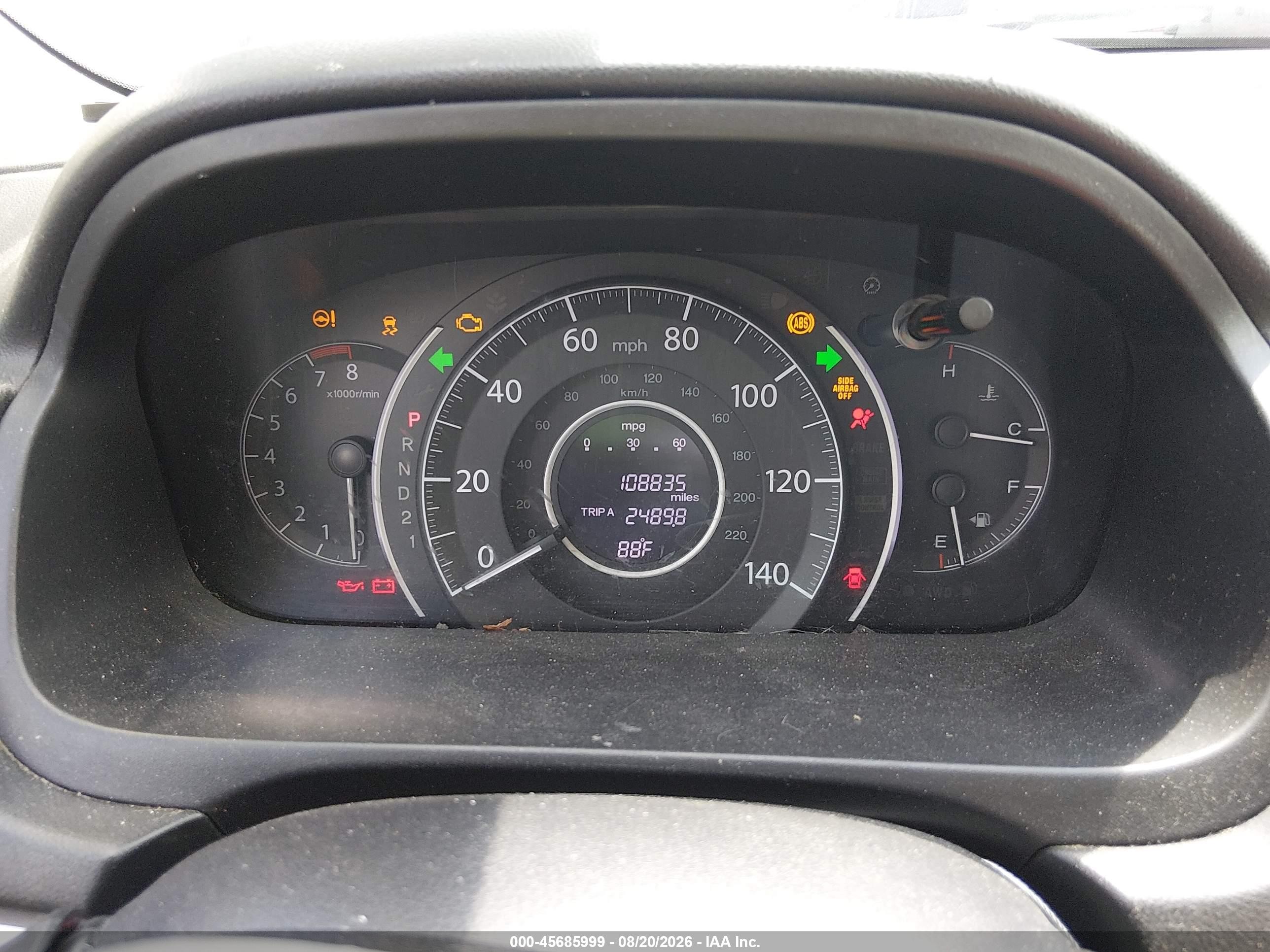 2013 Honda Cr-v Lx Gray vin: 5J6RM4H33DL005273