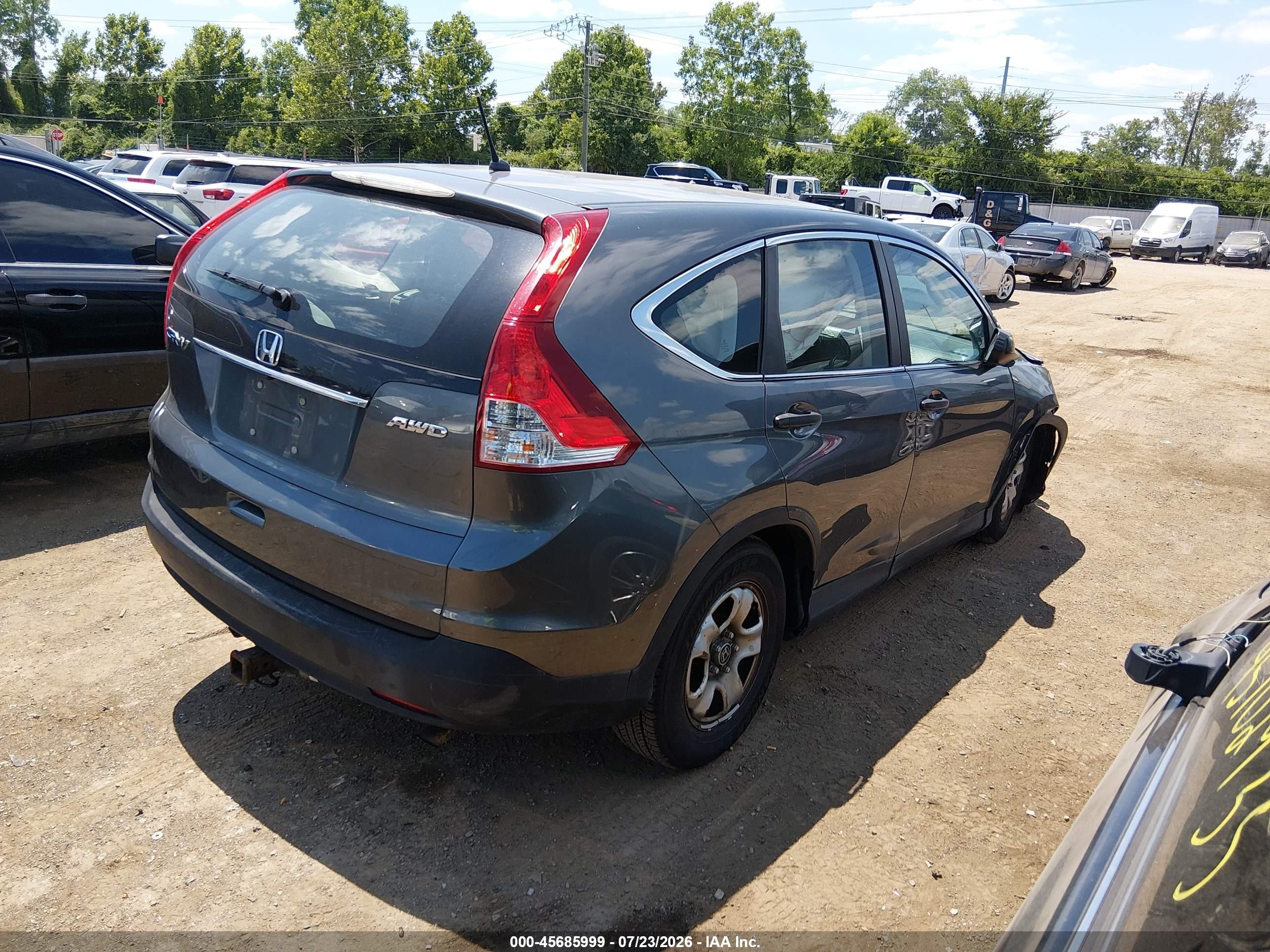 2013 Honda Cr-v Lx Gray vin: 5J6RM4H33DL005273