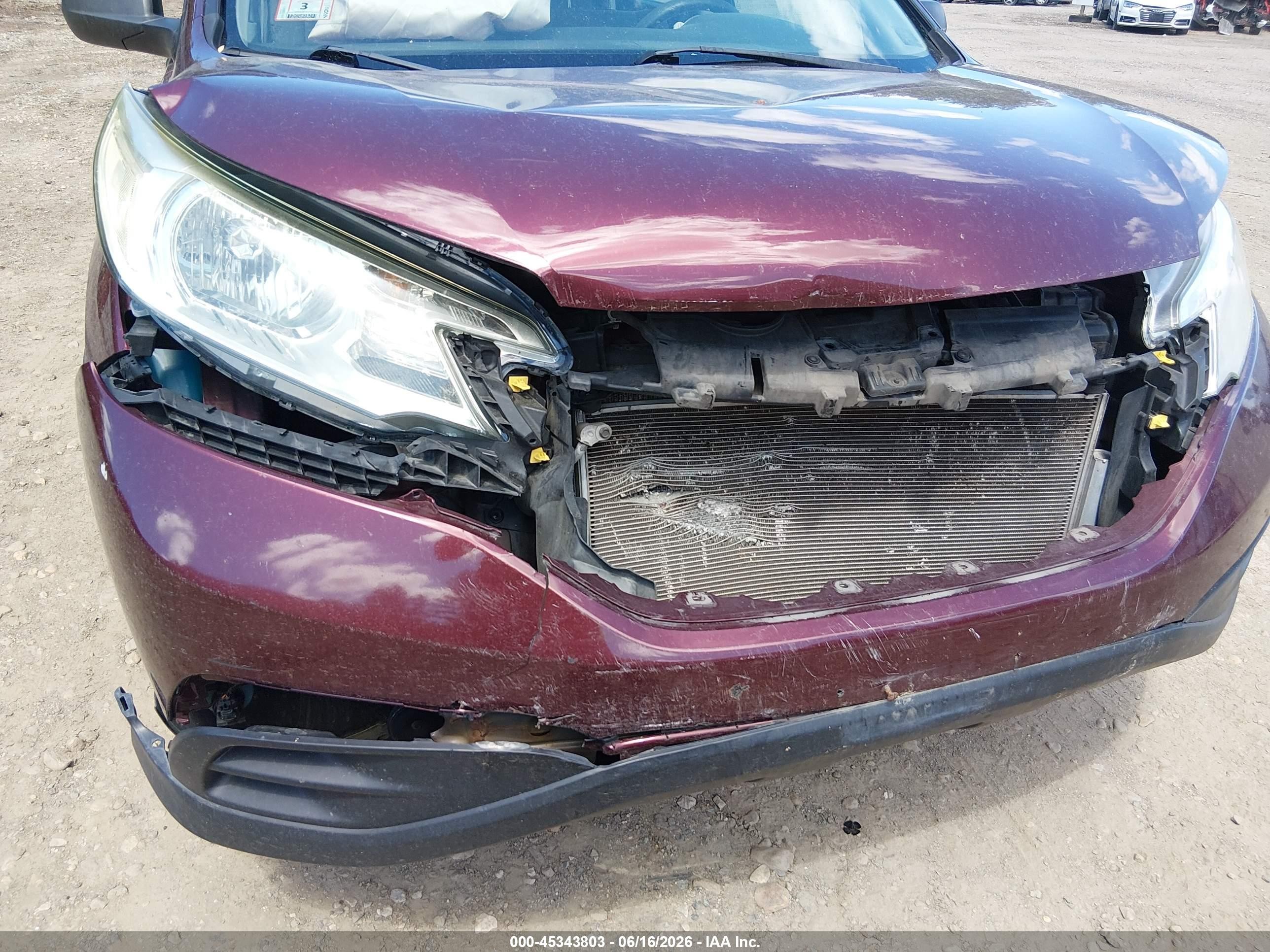 2014 Honda Cr-v Lx Burgundy vin: 5J6RM4H33EL041059