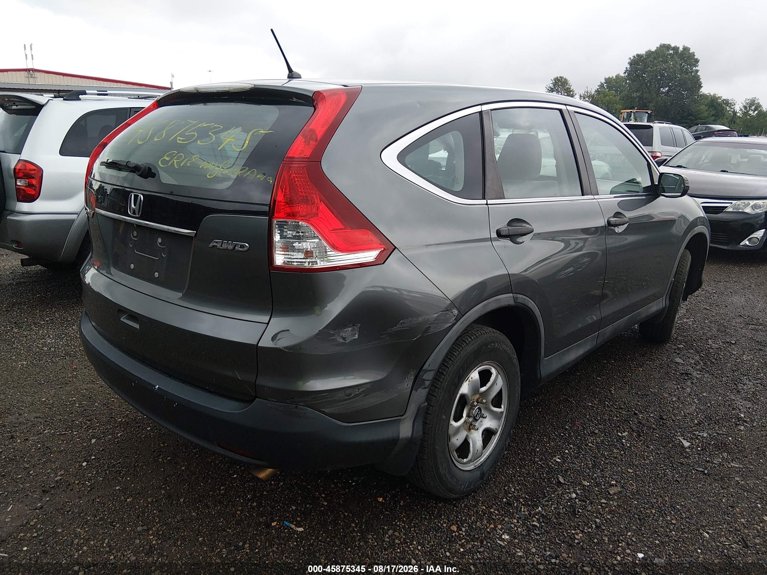 2014 Honda Cr-v Lx Серый vin: 5J6RM4H33EL051039