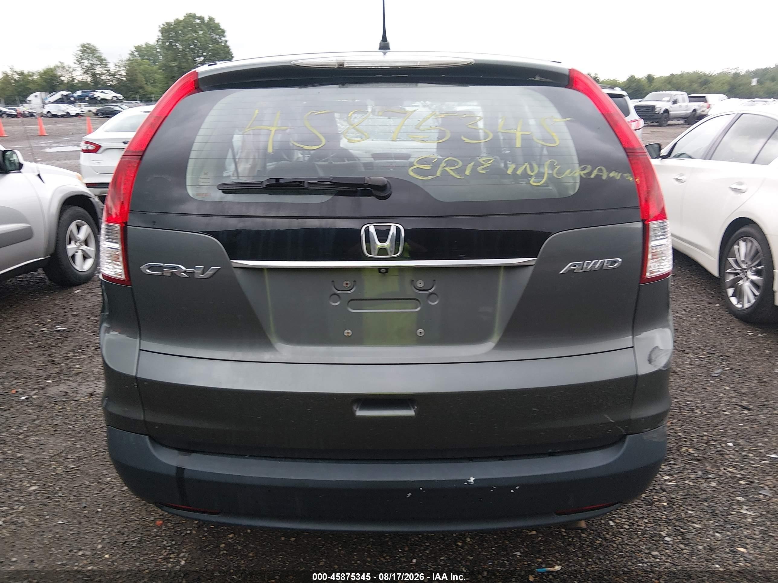 2014 Honda Cr-v Lx Серый vin: 5J6RM4H33EL051039
