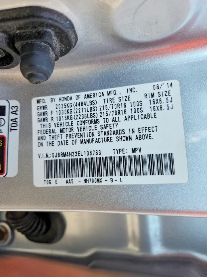 2014 Honda Cr-v Lx Silver vin: 5J6RM4H33EL106783