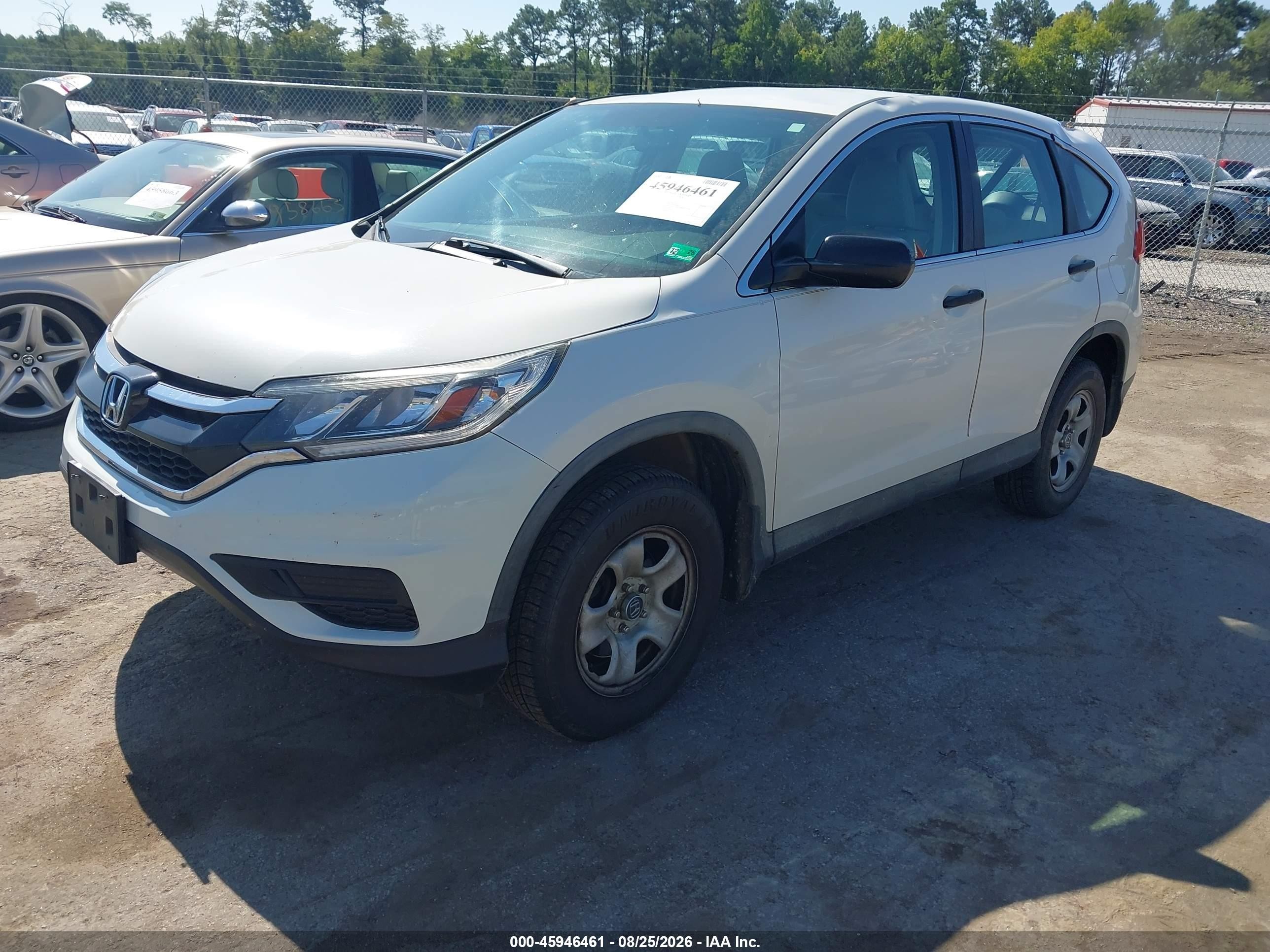 2015 Honda Cr-v Lx White vin: 5J6RM4H33FL095267