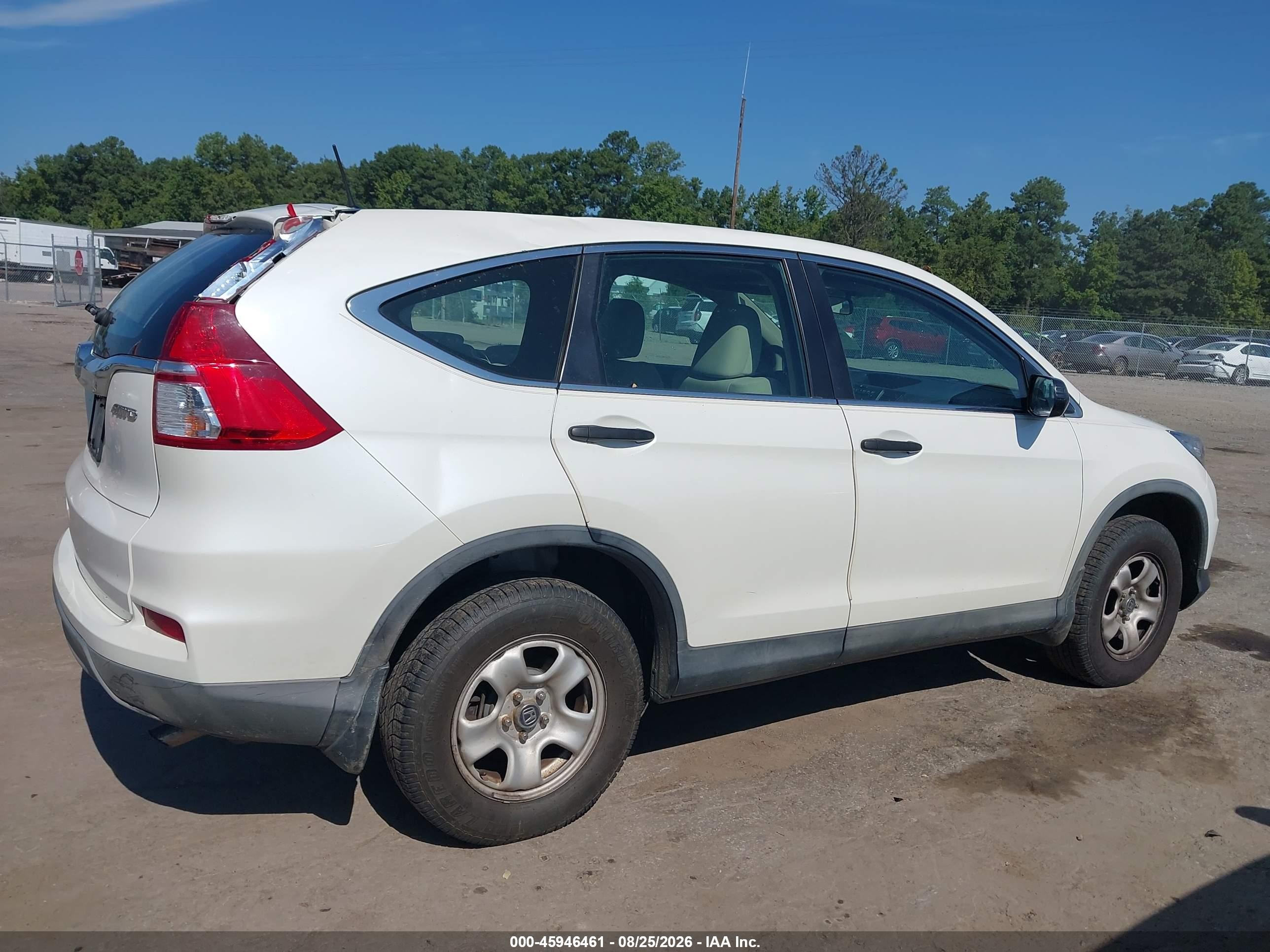 2015 Honda Cr-v Lx White vin: 5J6RM4H33FL095267