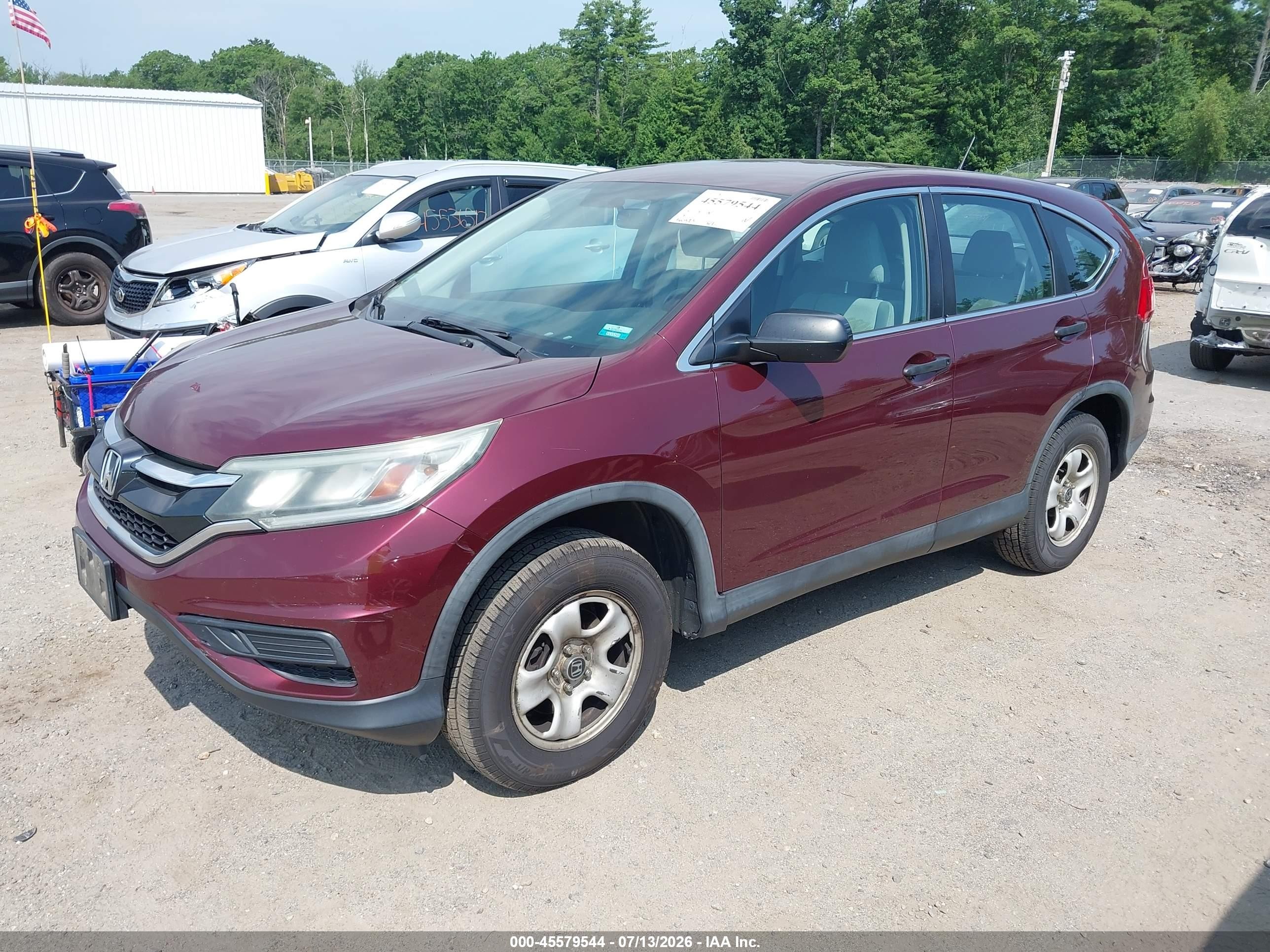 2015 Honda Cr-v Lx Maroon vin: 5J6RM4H33FL112231