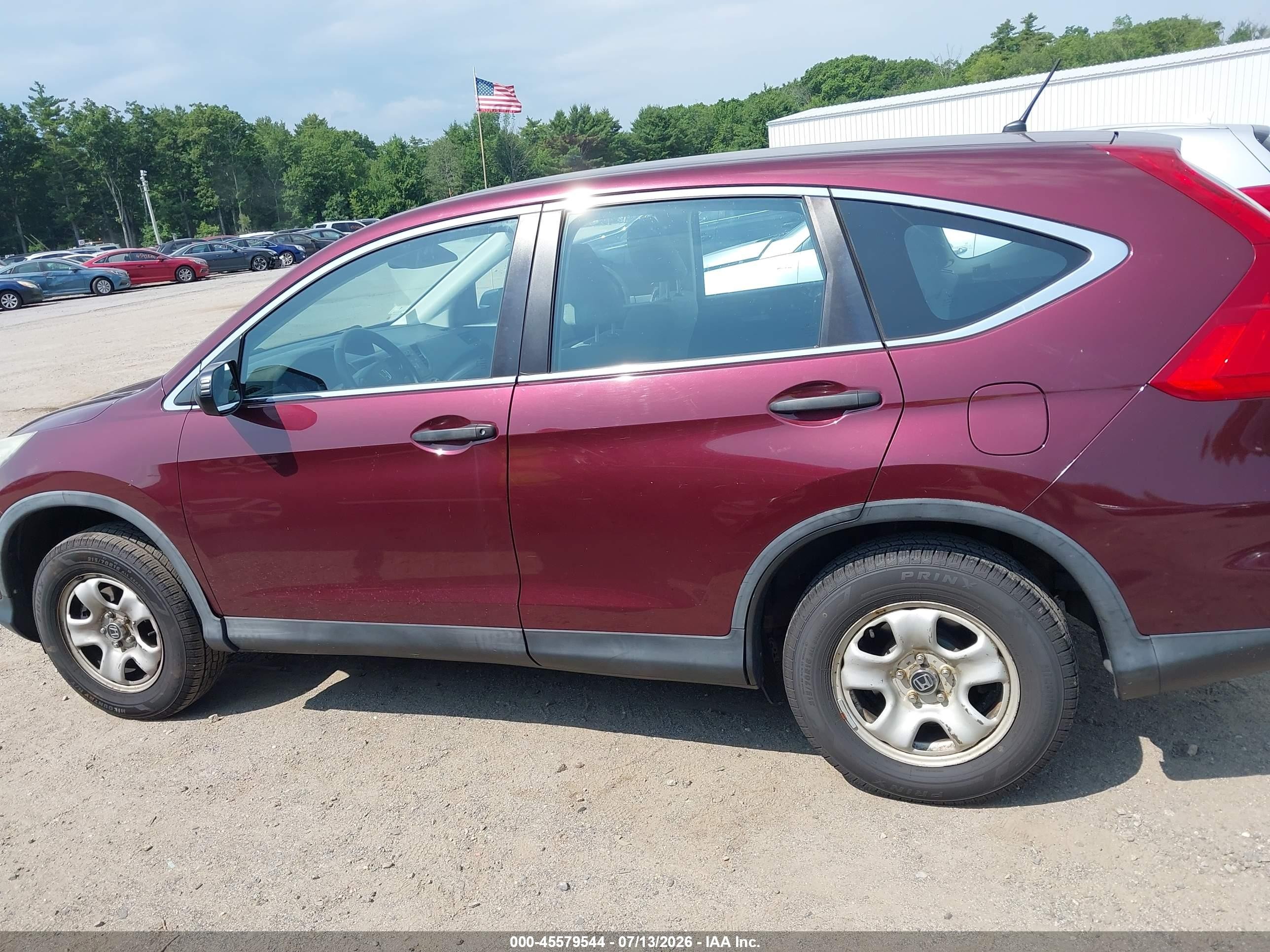 2015 Honda Cr-v Lx Maroon vin: 5J6RM4H33FL112231