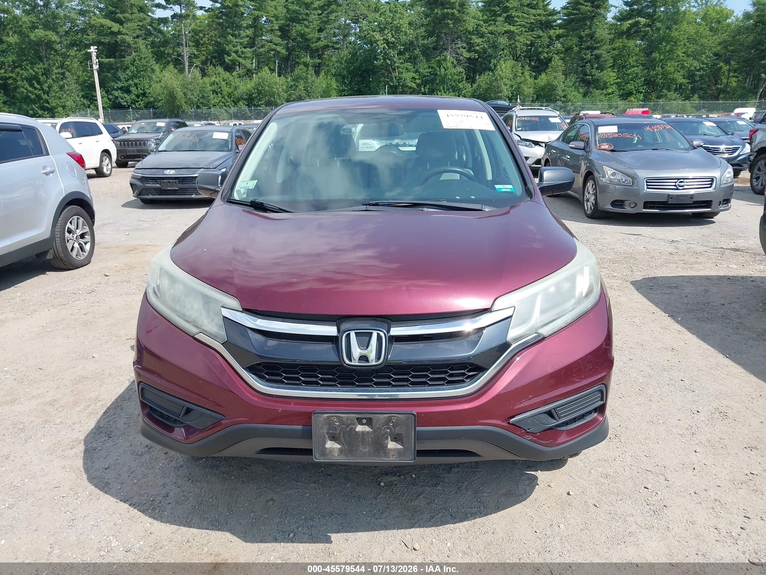 2015 Honda Cr-v Lx Maroon vin: 5J6RM4H33FL112231