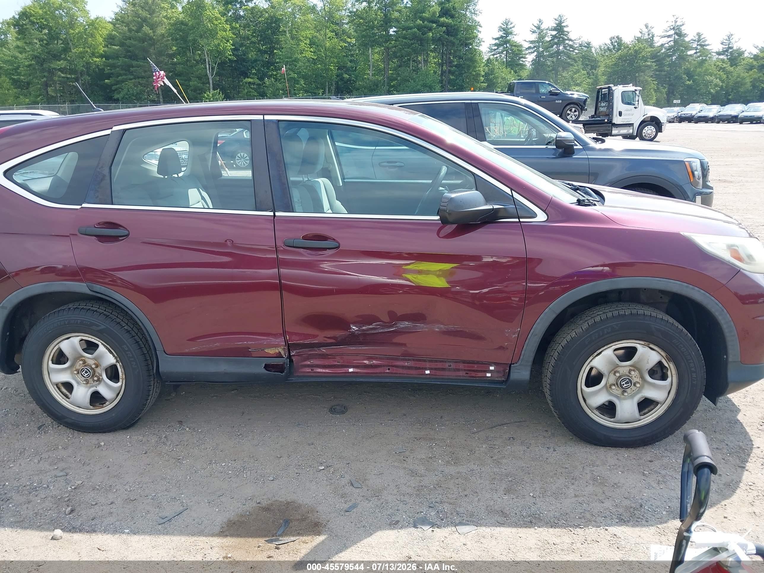 2015 Honda Cr-v Lx Maroon vin: 5J6RM4H33FL112231