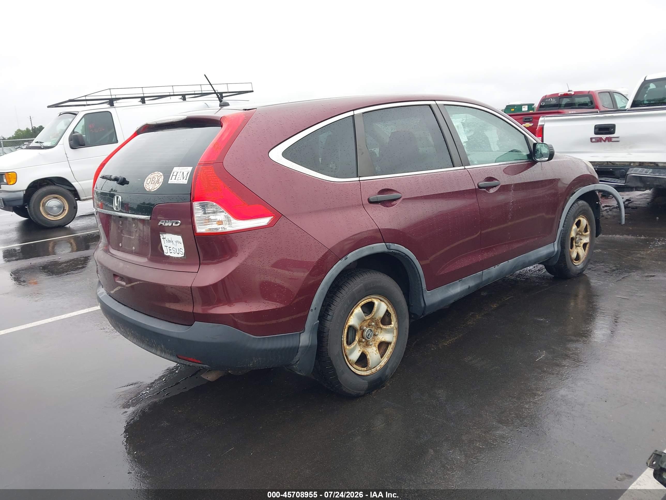 2012 Honda Cr-v Lx Purple vin: 5J6RM4H34CL079140