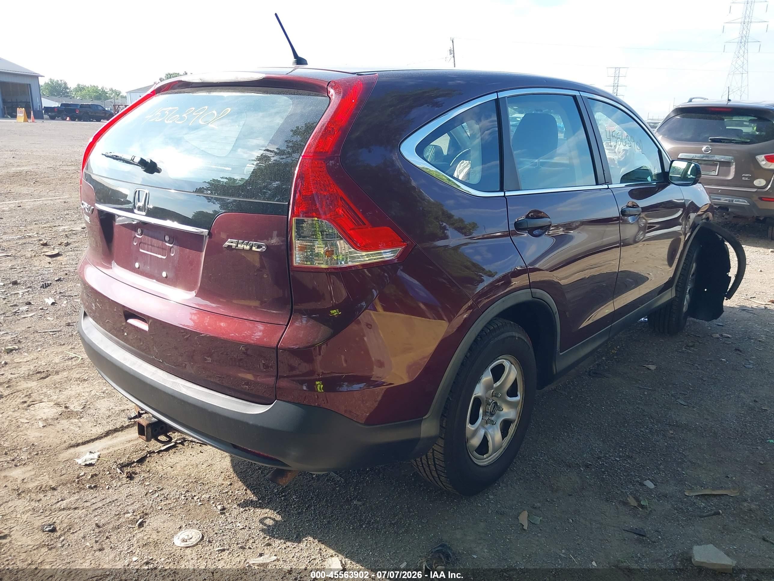 2013 Honda Cr-v Lx Бордовый vin: 5J6RM4H34DL028349