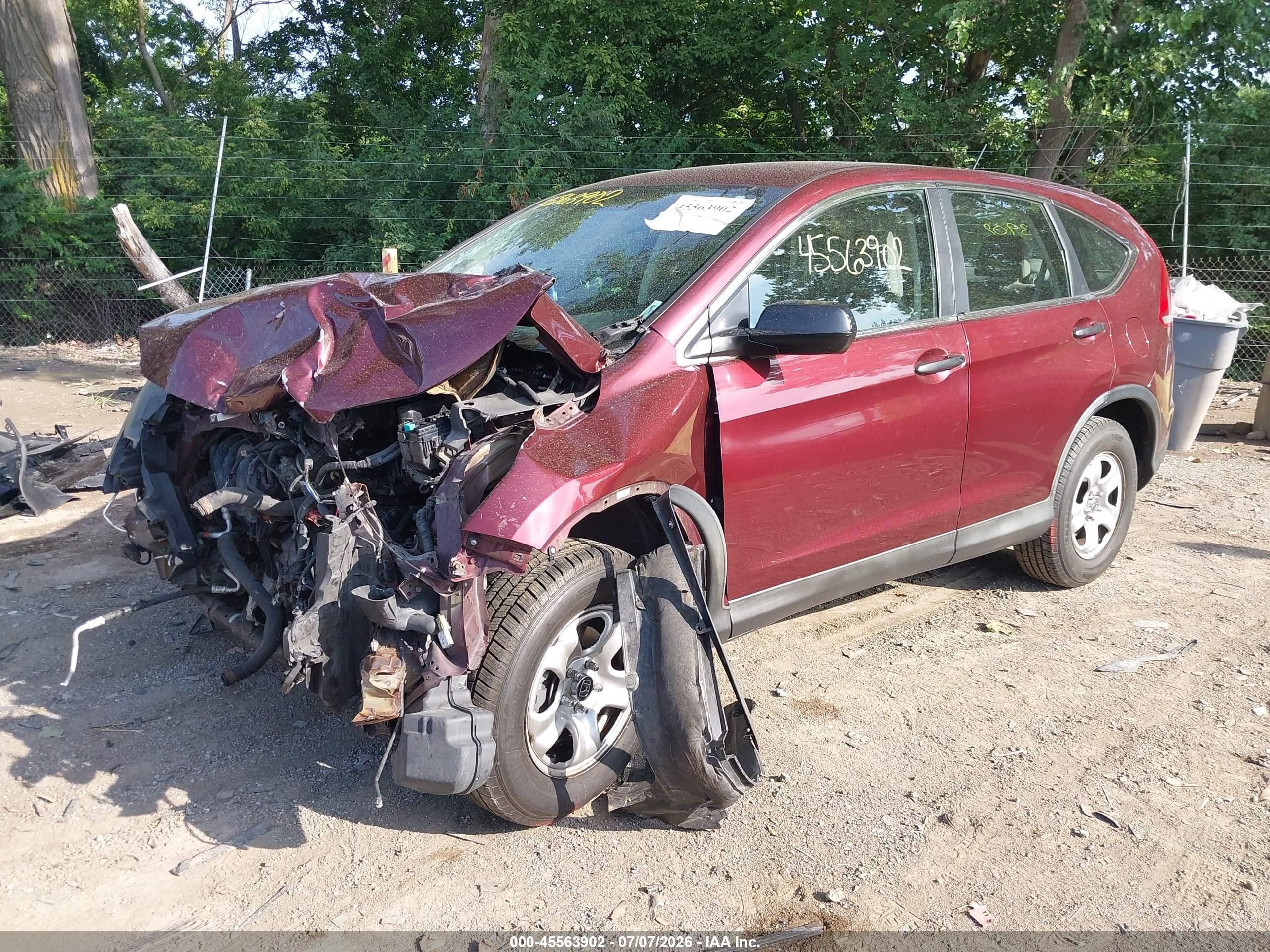 2013 Honda Cr-v Lx Бордовый vin: 5J6RM4H34DL028349