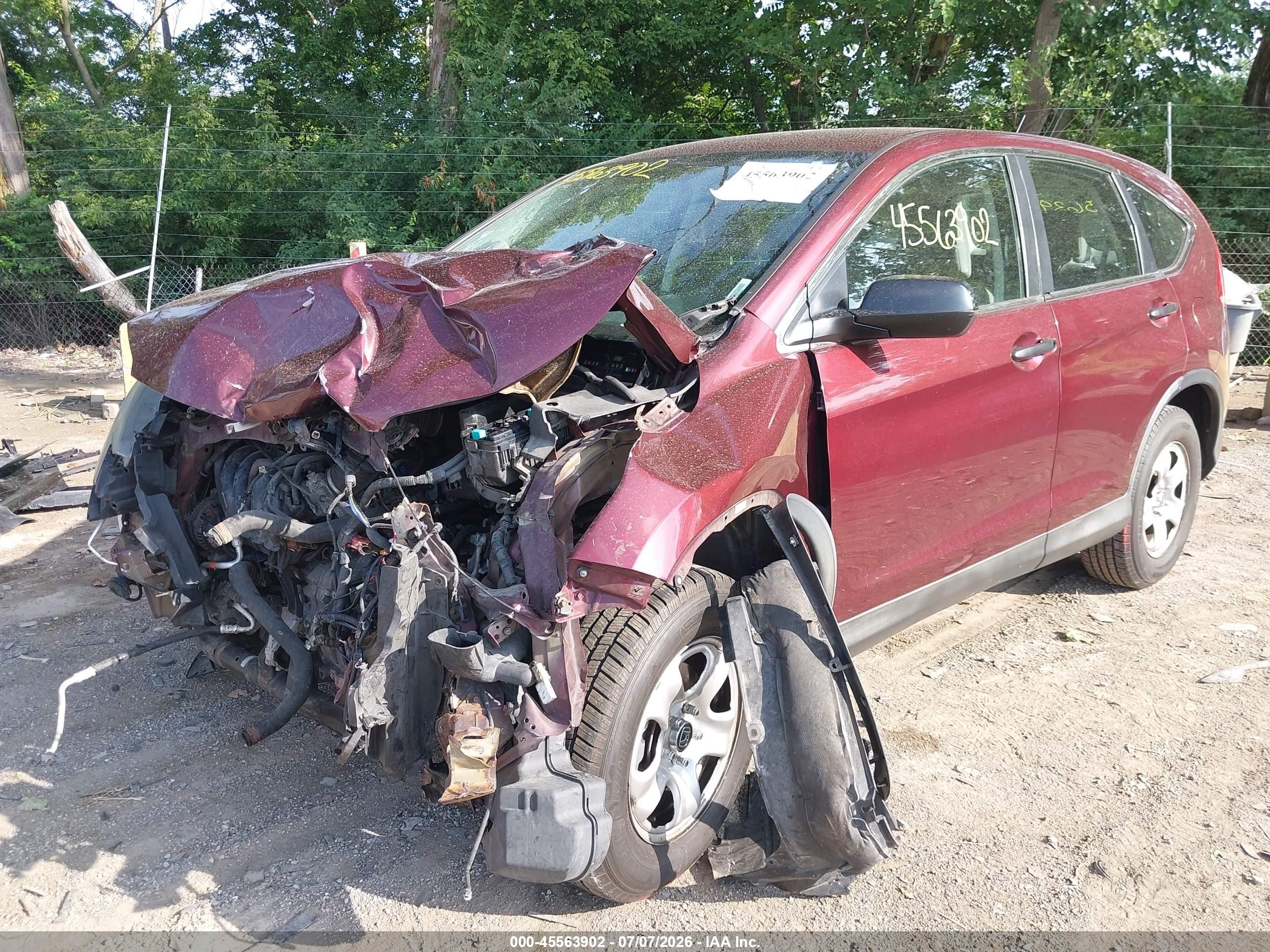 2013 Honda Cr-v Lx Бордовый vin: 5J6RM4H34DL028349